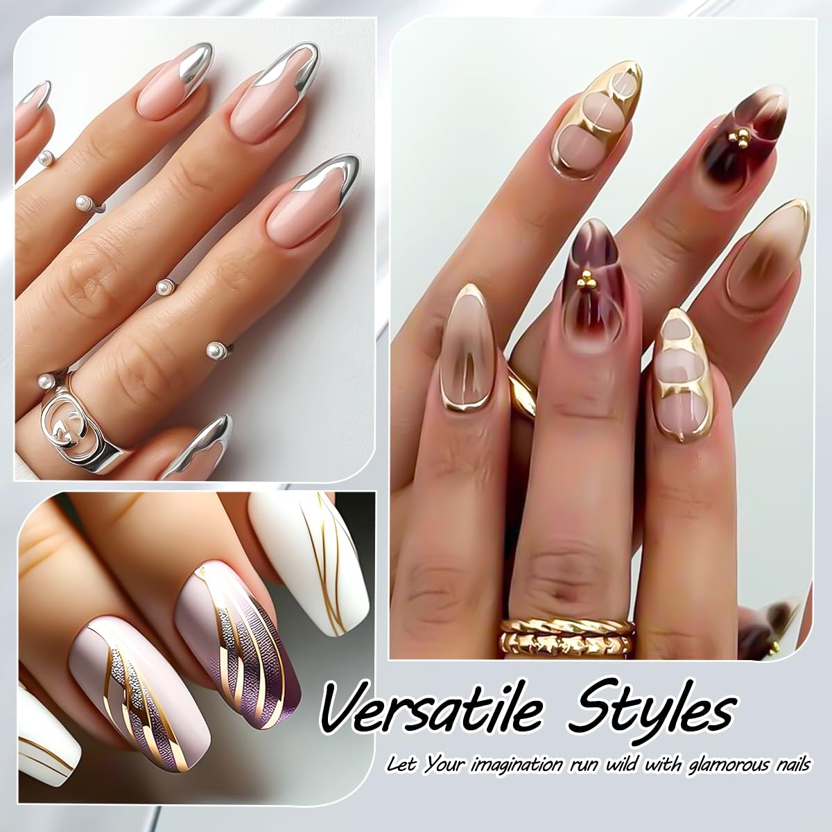 3D Metallic Chrome Gel Nail Polish Set Reflective Mirror Effect for DIY Manicures 10ml - Image 5