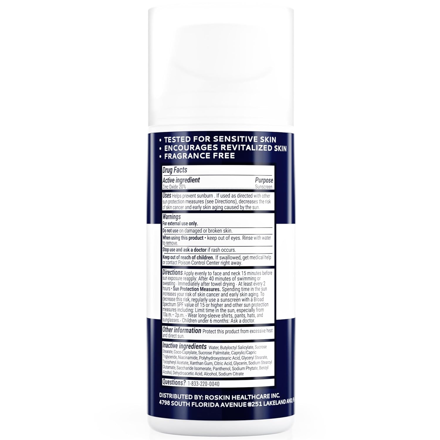 Roskin Invisible Mineral Face Sunscreen SPF 33 Non Nano Zinc Oxide 1.7 Oz Clear - Image 8