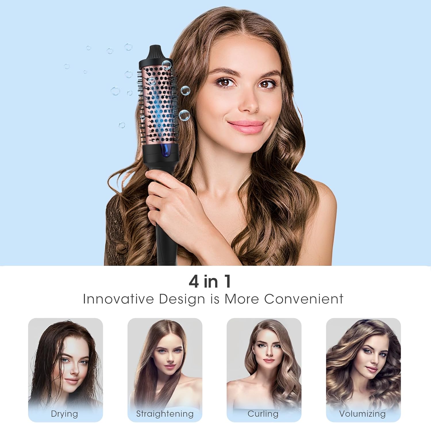 Ionic 1800W 2-in-1 Foldable Hair Dryer Brush Set with Diffuser and Nozzle - Image 5