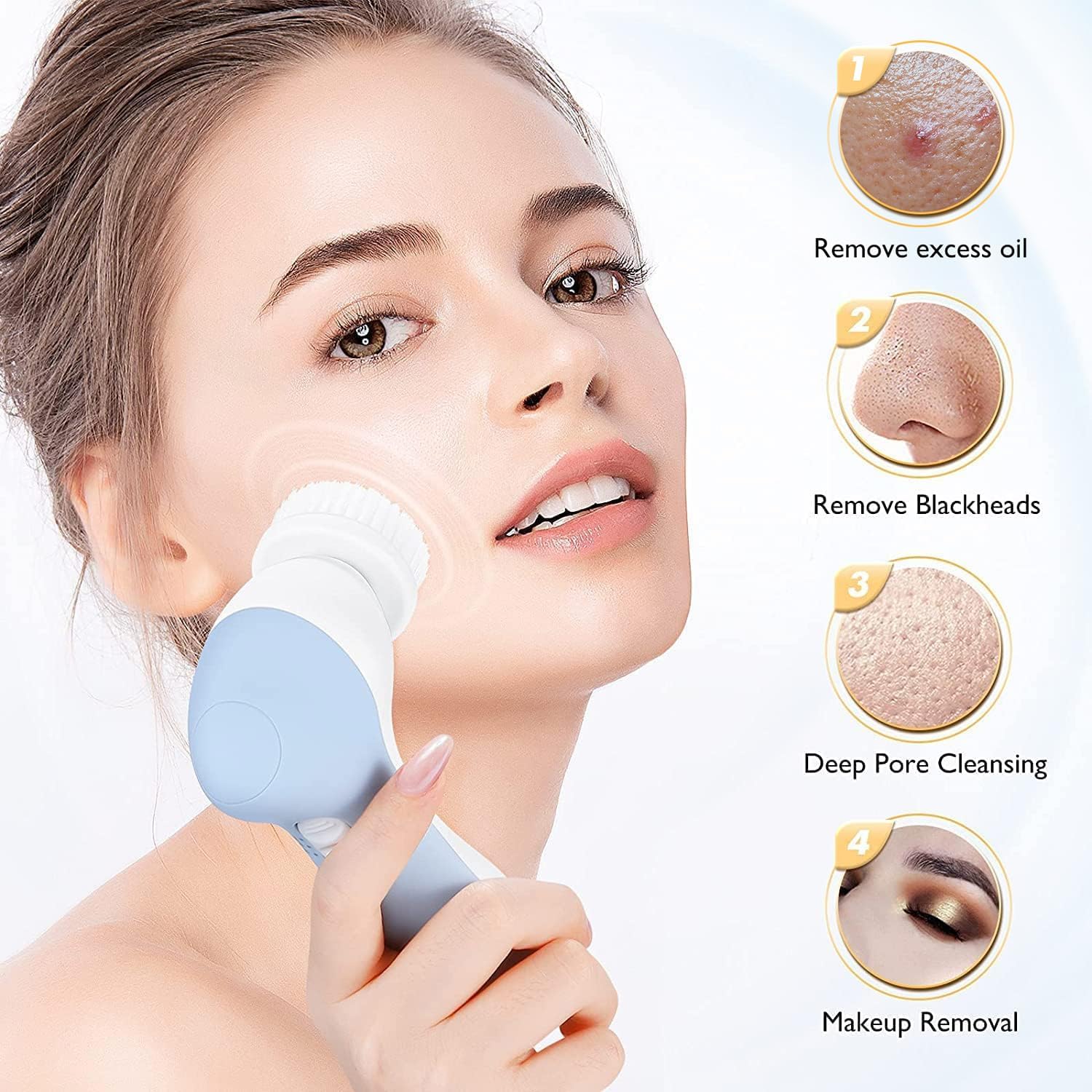 COSLUS 7-in-1 Waterproof Silicone Electric Facial Cleansing Brush Skin Care Device - Image 8