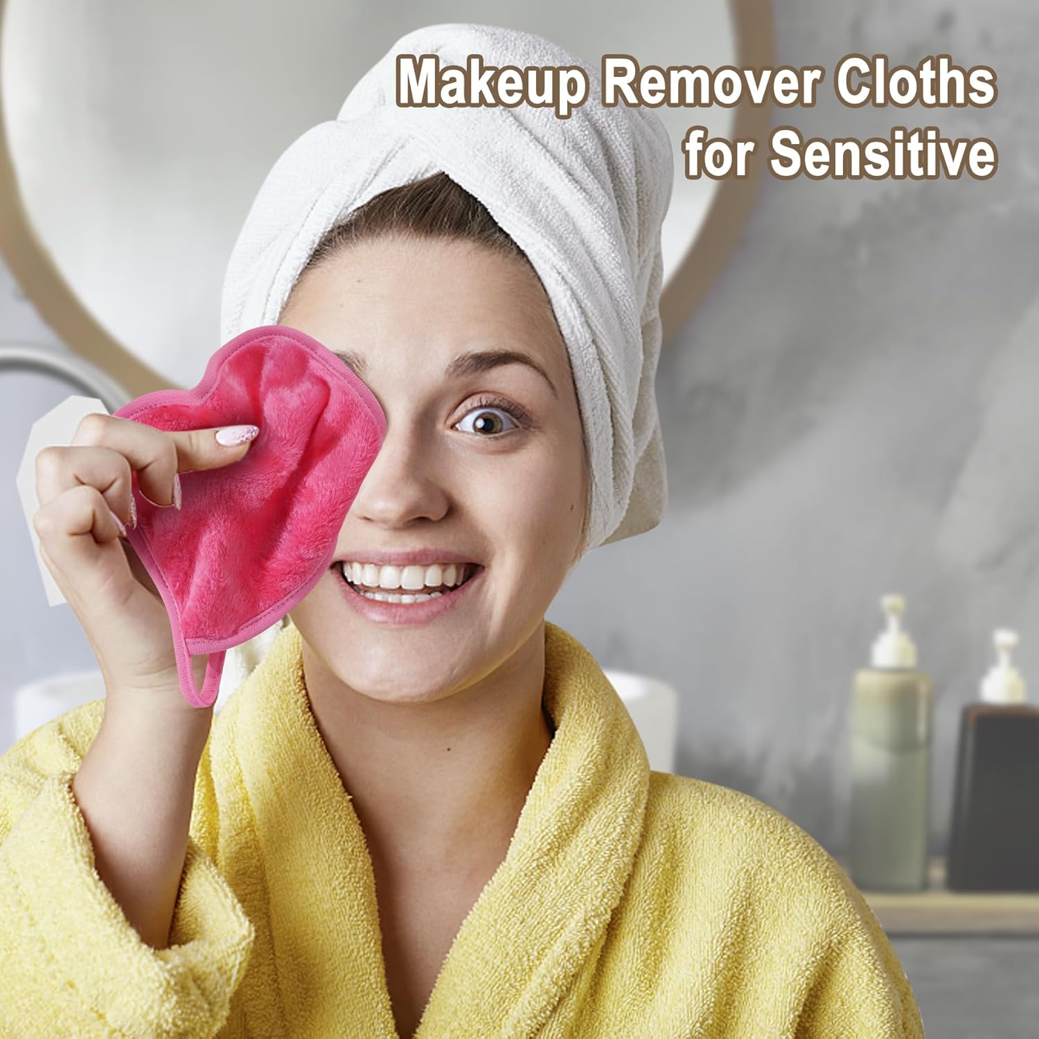 KODAMO 12 Pack Pink Reusable Microfiber Makeup Remover Cloths with Travel Bag - Image 2