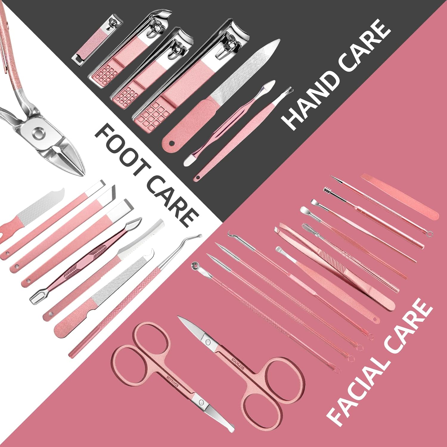 REDFLOW 30-in-1 Stainless Steel Manicure Set, Travel-Friendly Nail Care Tools - Image 6