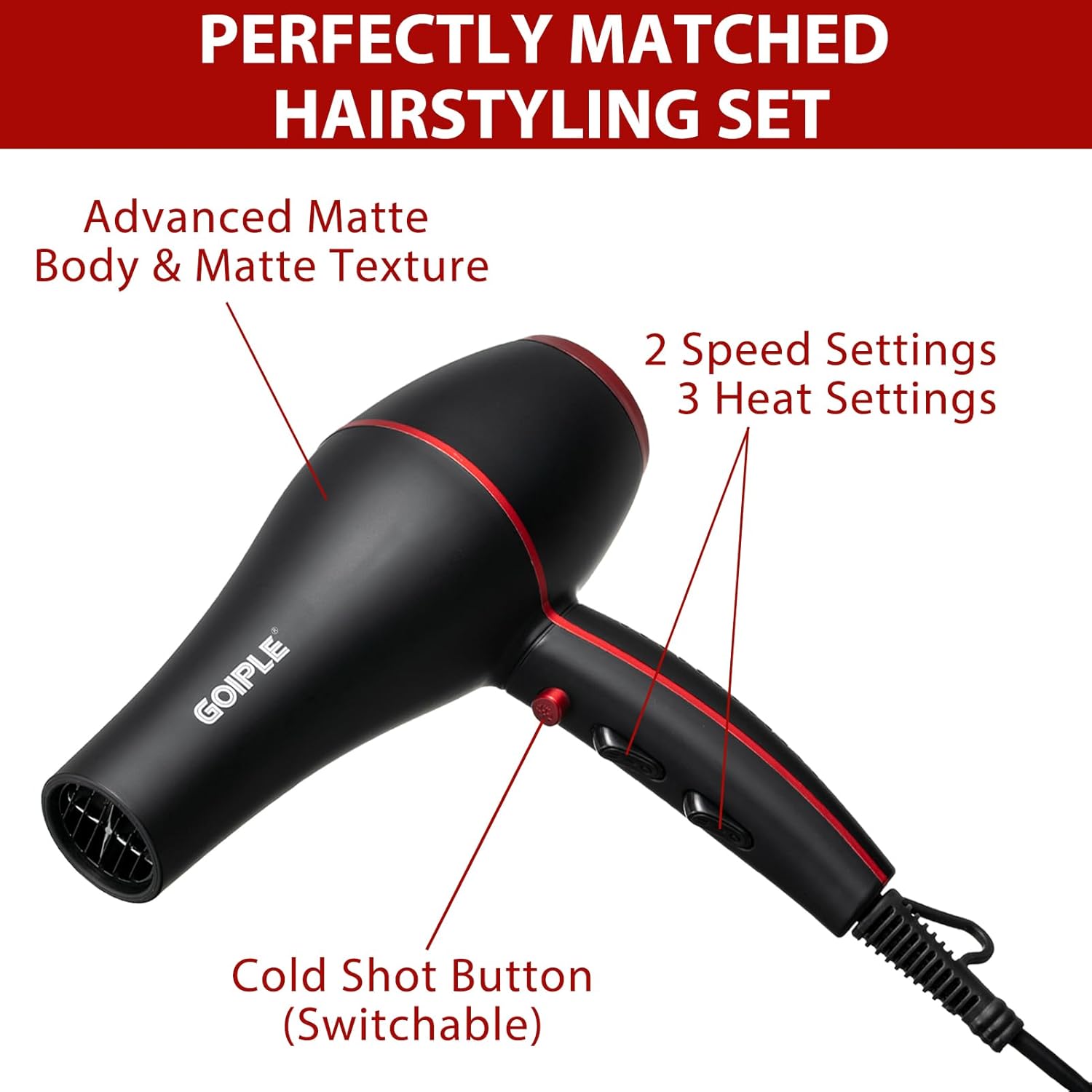 13-Piece Ionic Hair Dryer Kit 1800W Lightweight, Quiet Operation for All Hair Types - Image 2