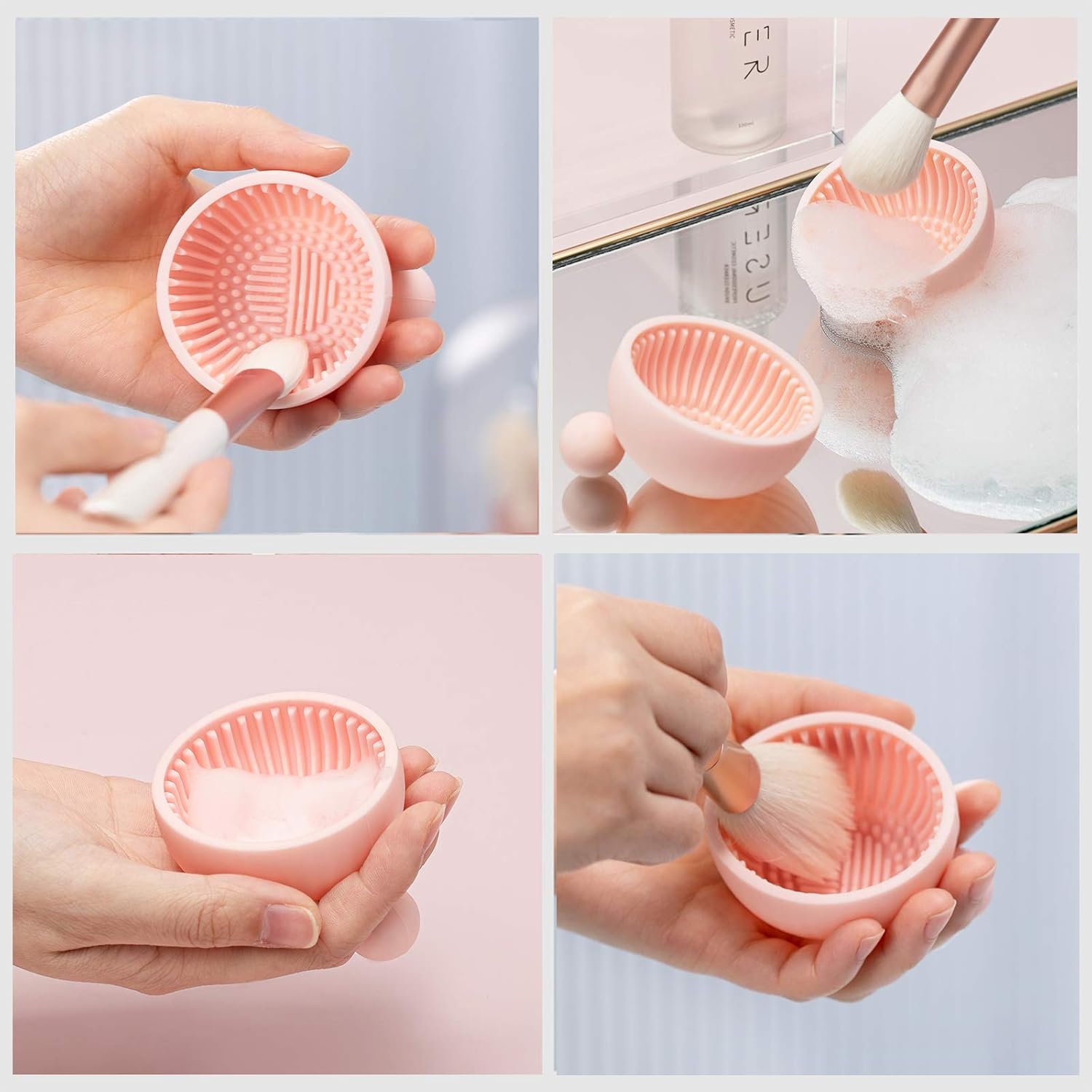 Pubcontti Portable Silicone Makeup Brush Cleaning Pad Scrubber Bowl Set - Image 4