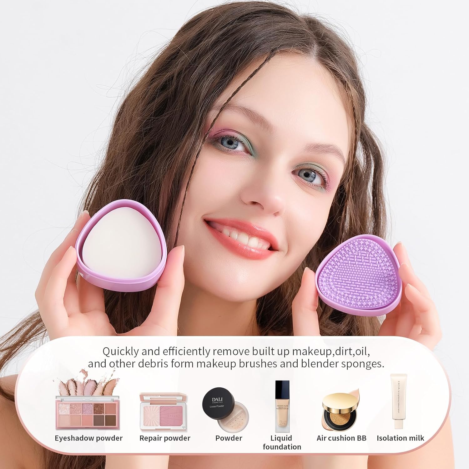 Docolor Vegan Makeup Brush Cleaner Set with Solid Soap Sponge and Mat - Image 8