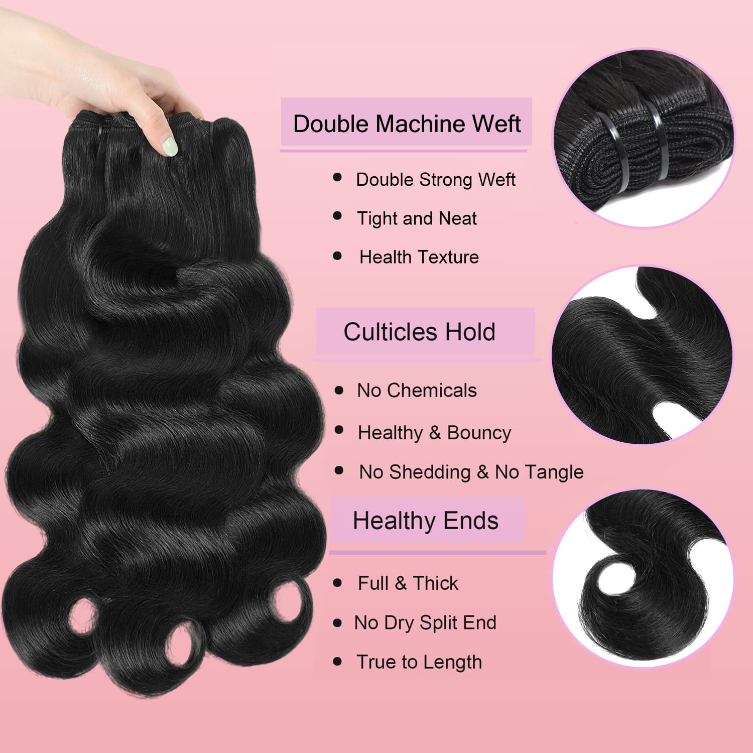 12A 3 Bundles Body Wave Human Hair with 5x5 HD Lace Closure 20 22 24 + 18 Inch - Image 2