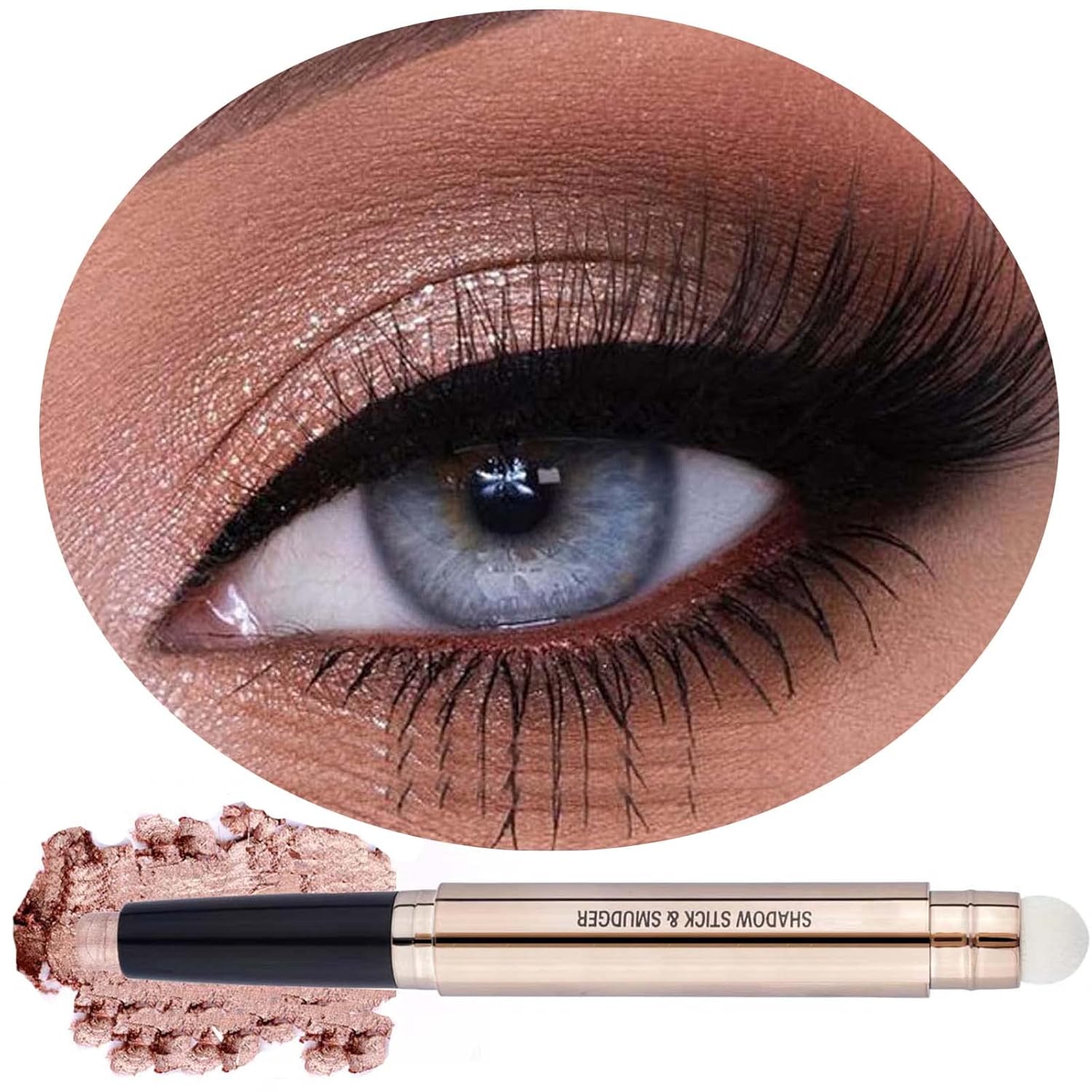 Nude Rose Gold Eyeshadow Stick Cream Smooth Single Eyeshadow Pencil Shimmer Crayon Palette Hypoallergenic Waterproof Eye Shadow Highlighter Stick Makeup Eye Liner Pen Dimensional Eyes Look