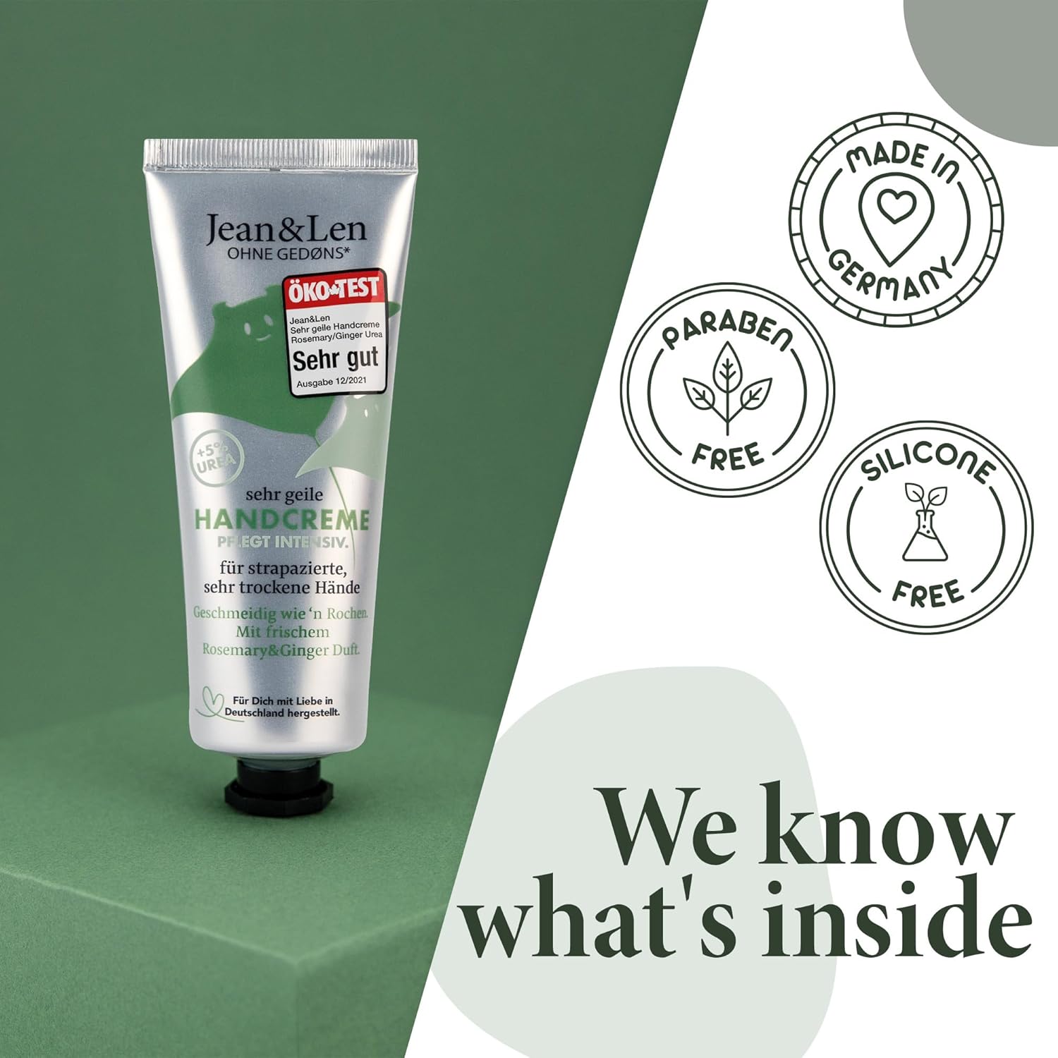 Jean & Len Rosemary Ginger Urea Hand Cream for Dry Hands 2.54 ml Tube - Image 6