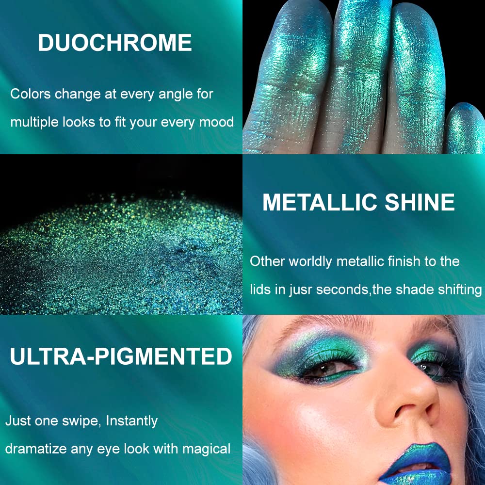 Afflano 12 Shade Forest Emerald Green MultiChrome Glitter Eyeshadow Palette - Image 7