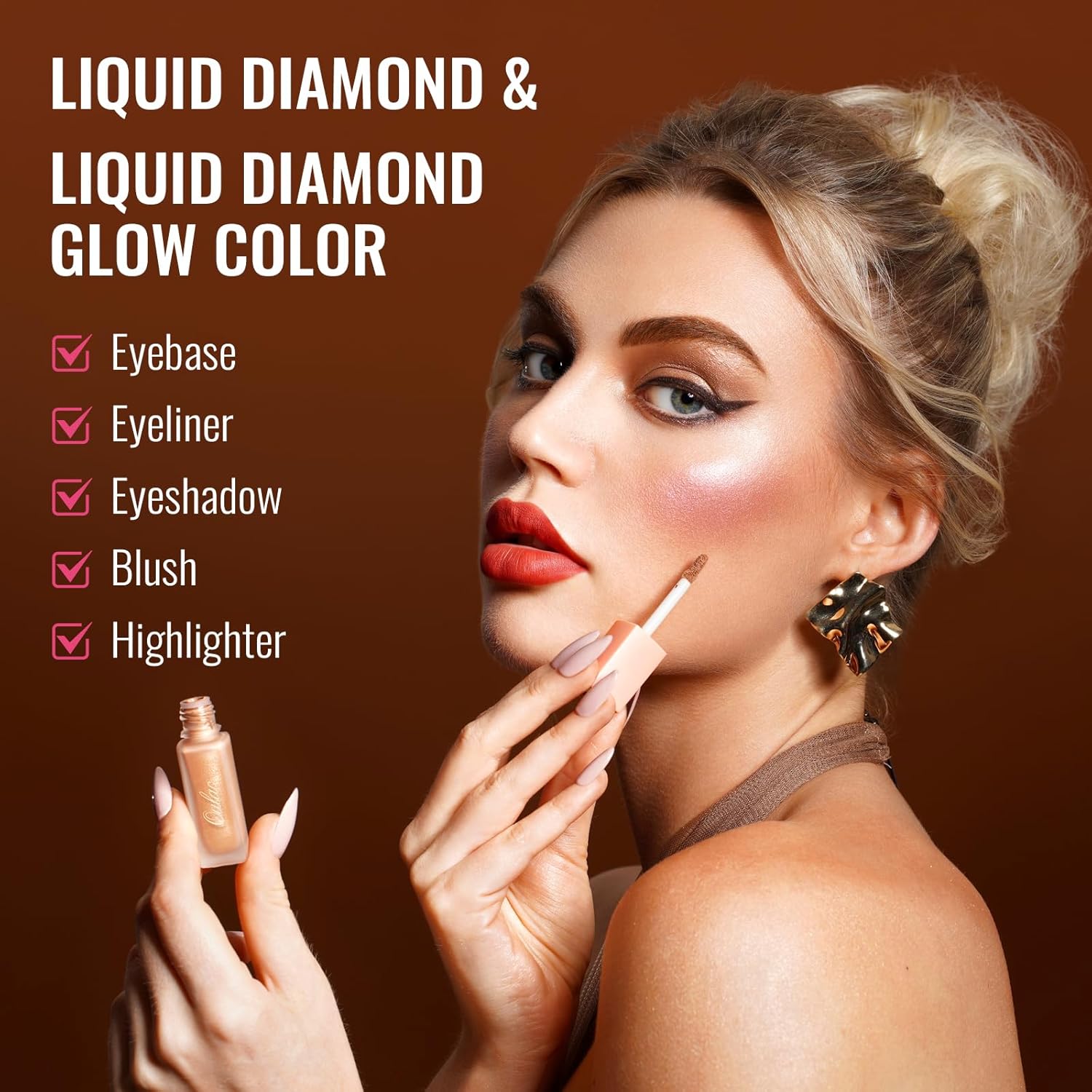 Oulac Matte Liquid Eyeshadow Duo Base & Bronze Buildable Vegan 10ml - Image 5