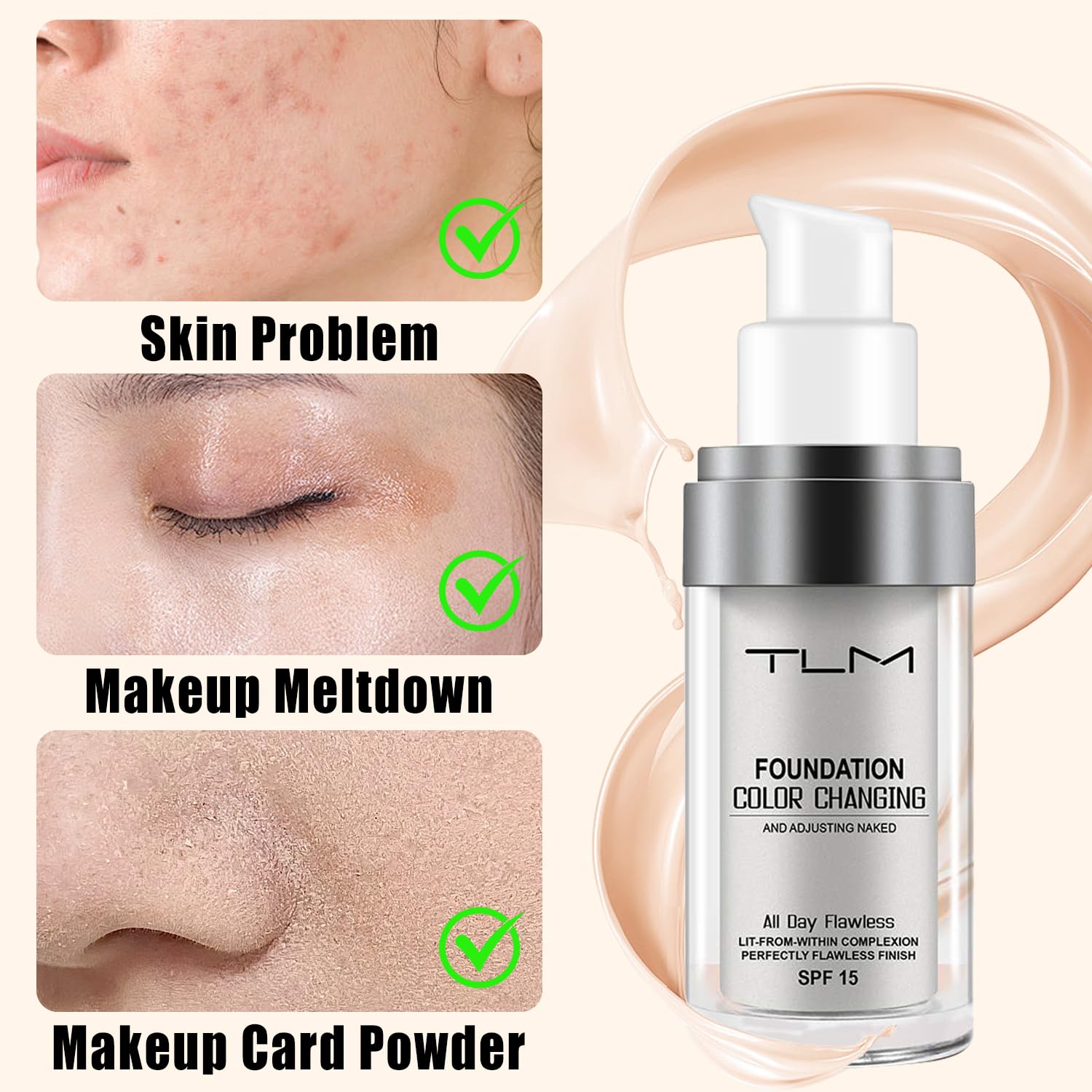 TLM Color Changing Moisturizing BB Cream Foundation with SPF15, 30ml, Natural Finish - Image 4