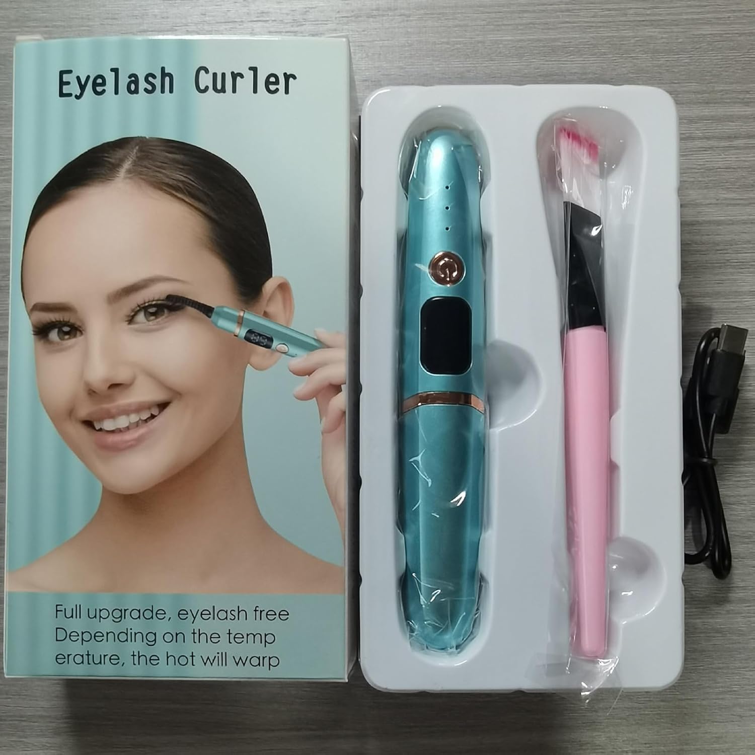 Heated Eyelash Curler Green 3 Temp Modes LED Display USB Rechargeable Long-Lasting Curl - Image 7