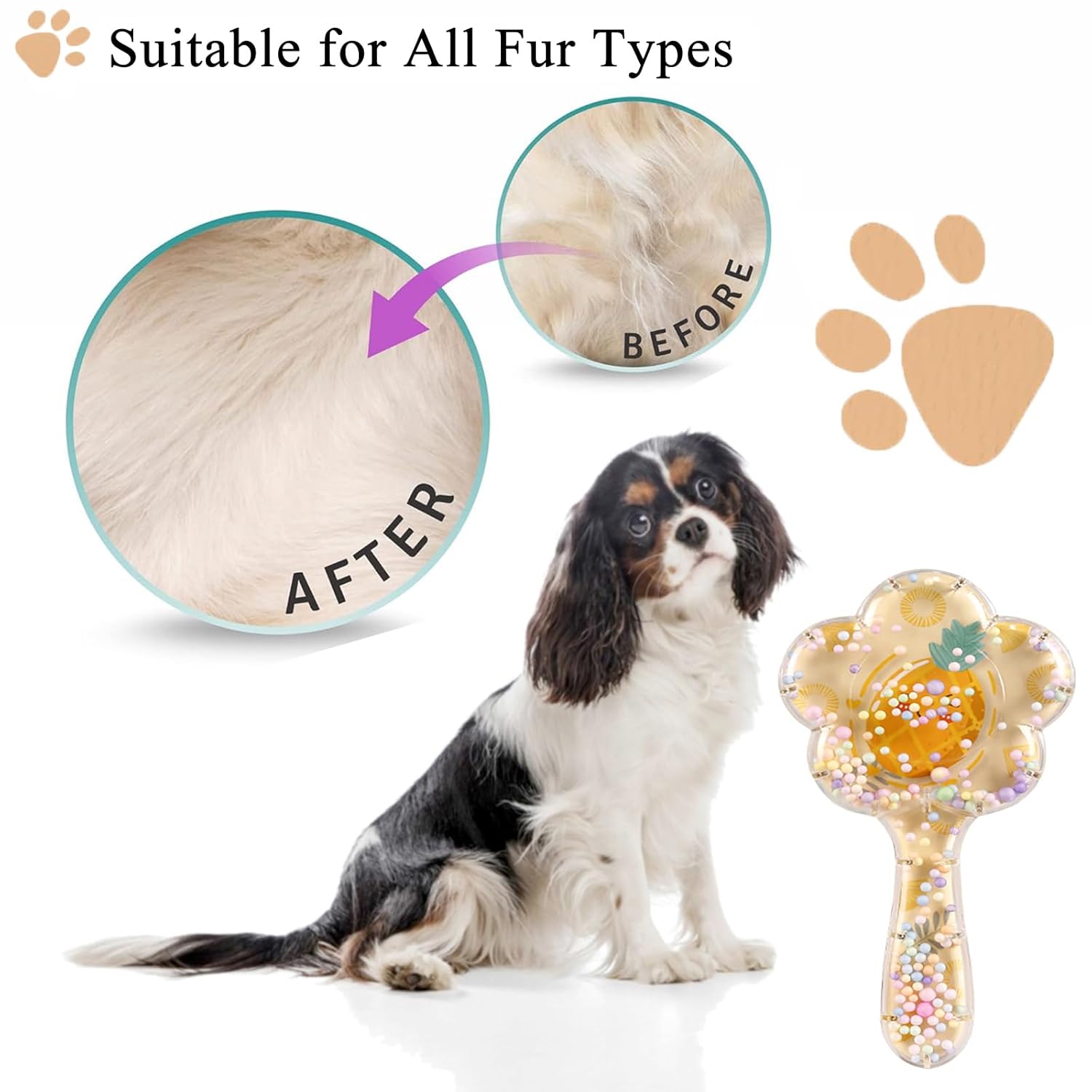 Blue Pineapple Soft Dog Brush for Small Yorkies Shih Tzus Maltipoos Gentle Grooming - Image 4