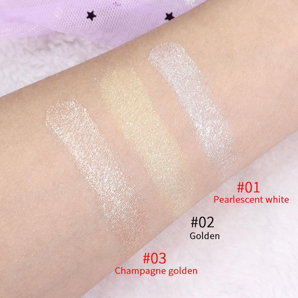 EVPCT Pearl White Champagne Gold Highlighter Palette for Face Body 4 Shades - Image 5