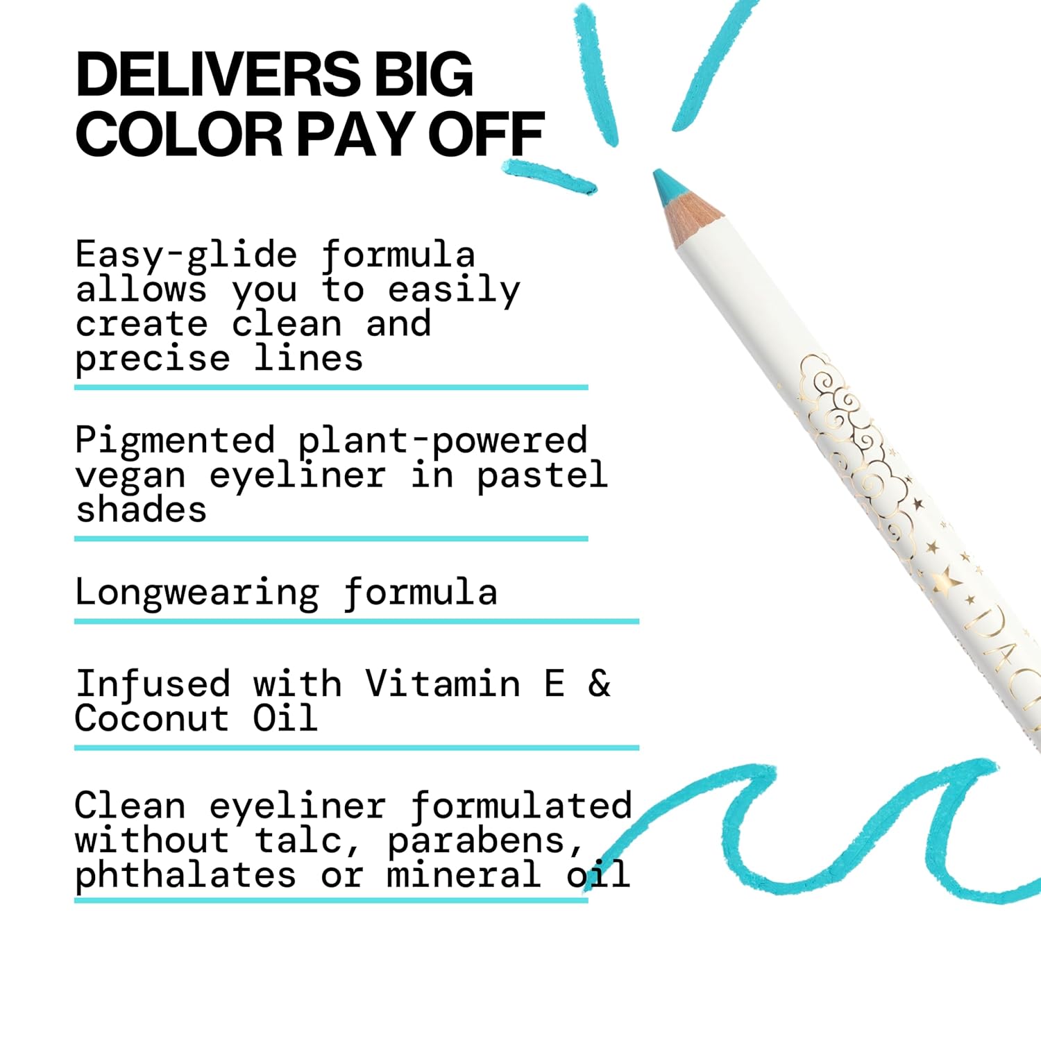 Pacifica Pastel Ocean Blue Waterproof Eyeliner Pencil Longwear Vegan 0.04 oz - Image 4