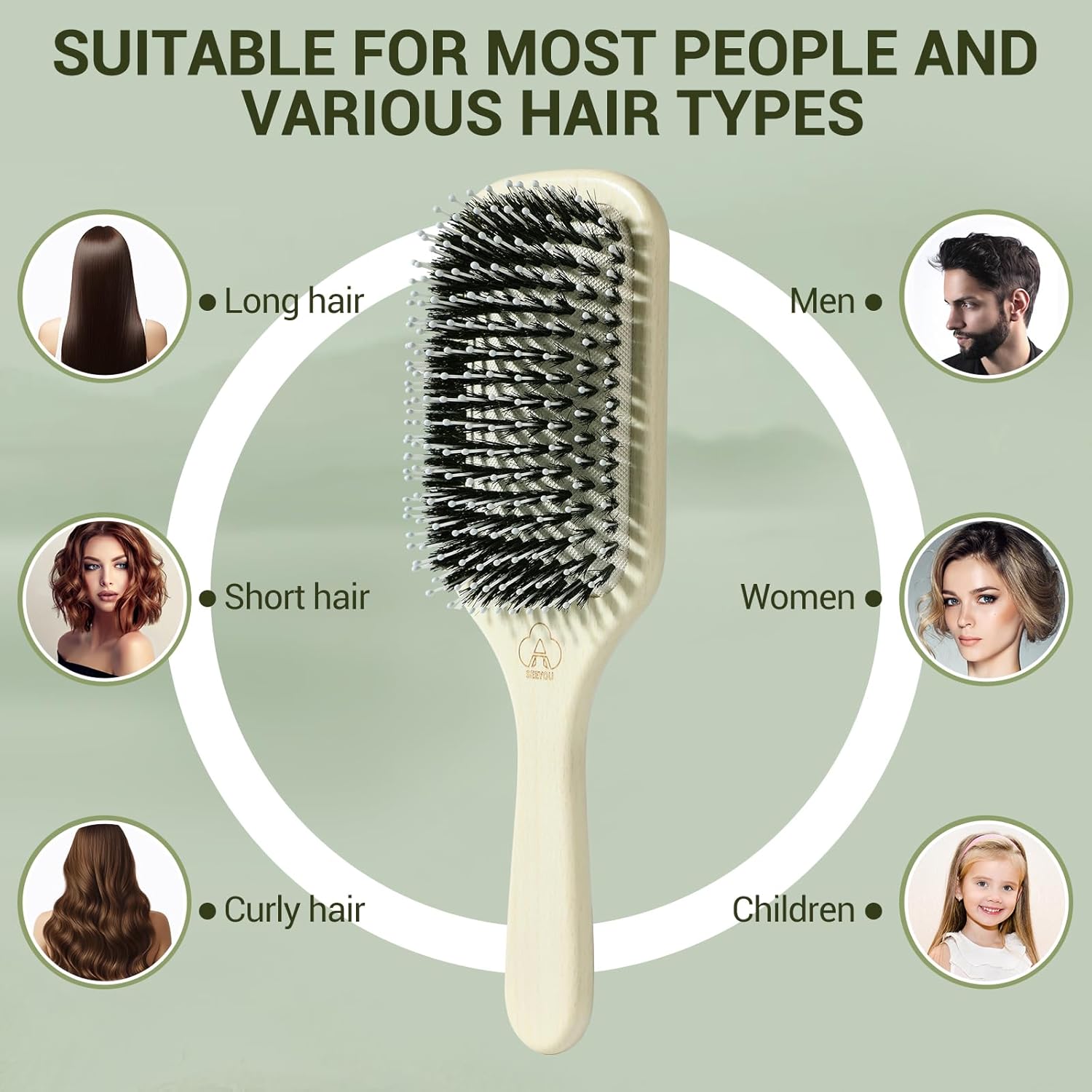 Boar Bristle Wood Hair Brush for All Hair Types and Lengths - Image 7