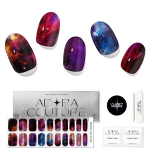 Semi Cured Gel Nail Strips with 20 Pieces, Salon Quality Wraps for Women, Galaxy Constellation UV Gel Stickers, UV Light Required, Constellation