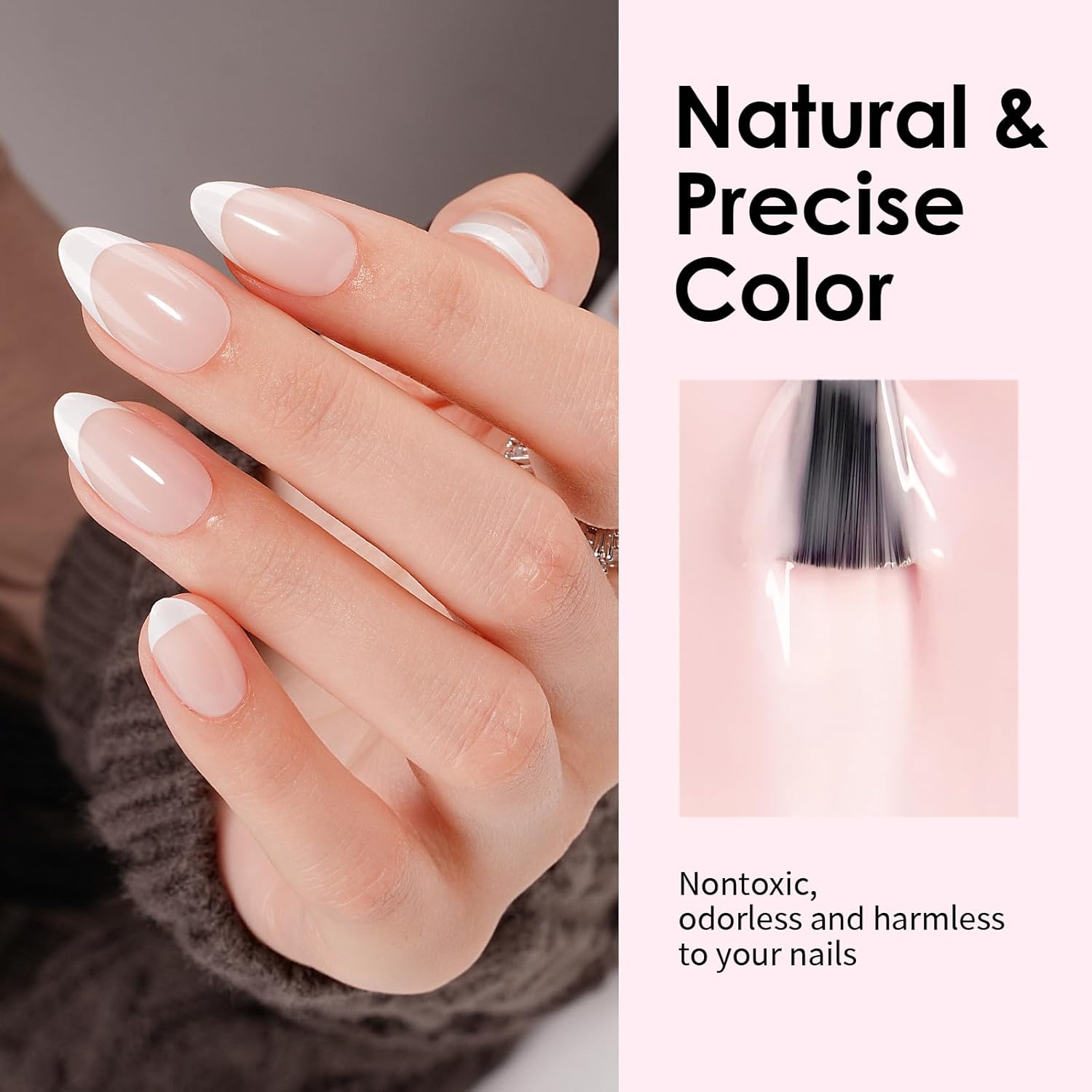 Canvalite 30Pcs Short Almond French Tip Press On Nails with Glue and Remover, White - Image 3