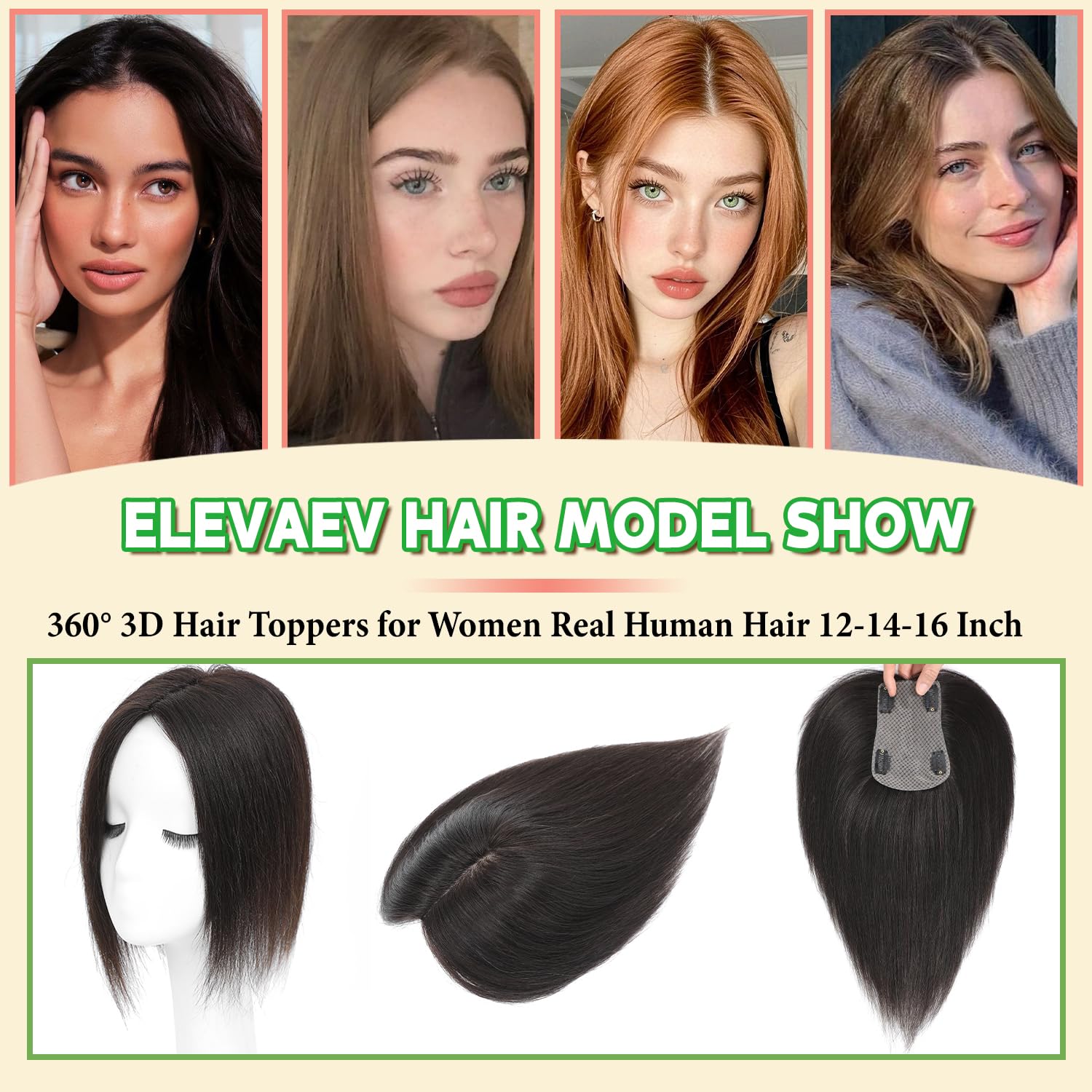 12 Inch 360° 3D Human Hair Topper for Women with Thinning Hair - Image 5