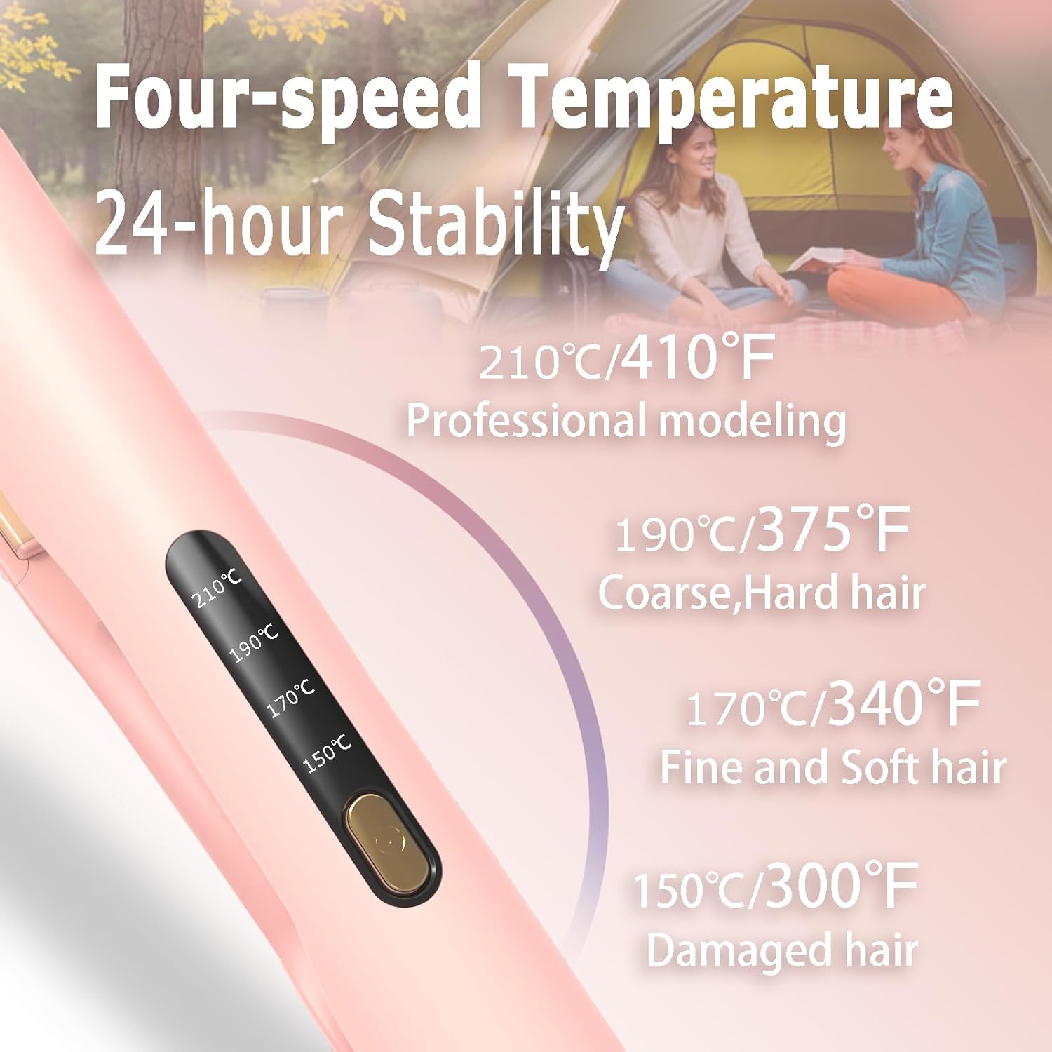 Pink 2-in-1 Hair Straightener and Curler with Fast Heating Tourmaline Ceramic, 60-Minute Auto Shutoff - Image 5