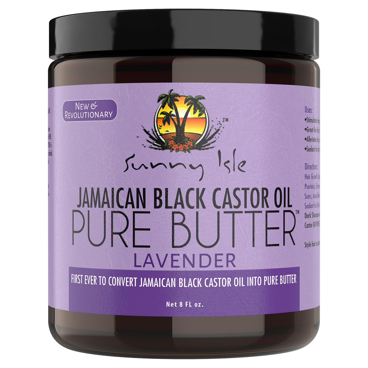Sunny Isle Lavender Jamaican Black Castor Oil Pure Butter 8oz | Promotes Hair Growth | Effective Moisturizer Hair & Skin | All Types & Textures
