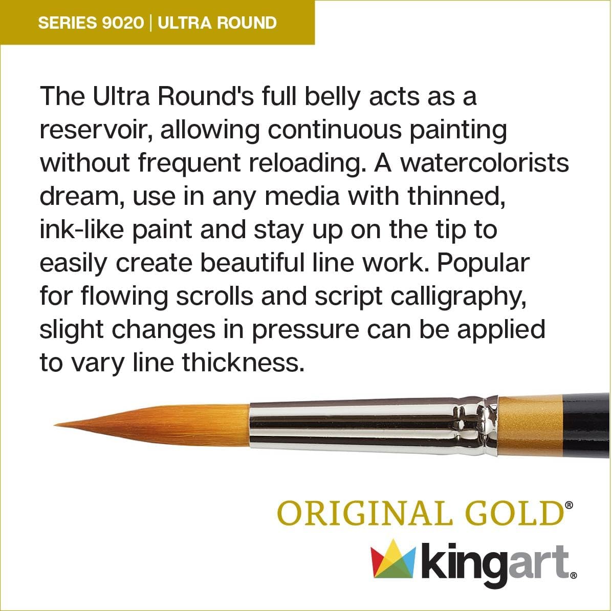 KINGART B-028 11 Piece Artist Brush Set, Ultra Round, Synthetic Taklon Hair, Short Handle, Sizes 0-20 - Image 5