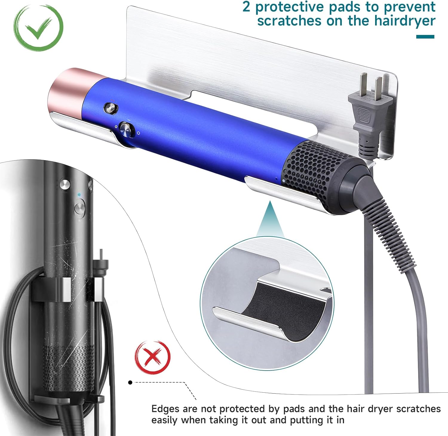 Stainless Steel Curling Iron and Flat Iron Wall Mount Organizer for Hair Tools - Image 5