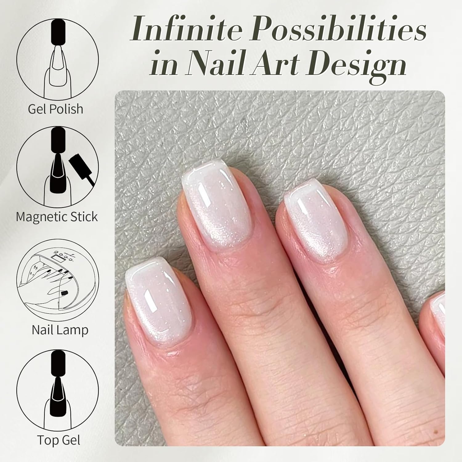 BORN PRETTY 15ML Milky White Magnetic Cat Eye Gel Nail Polish for DIY Nail Art - Image 7