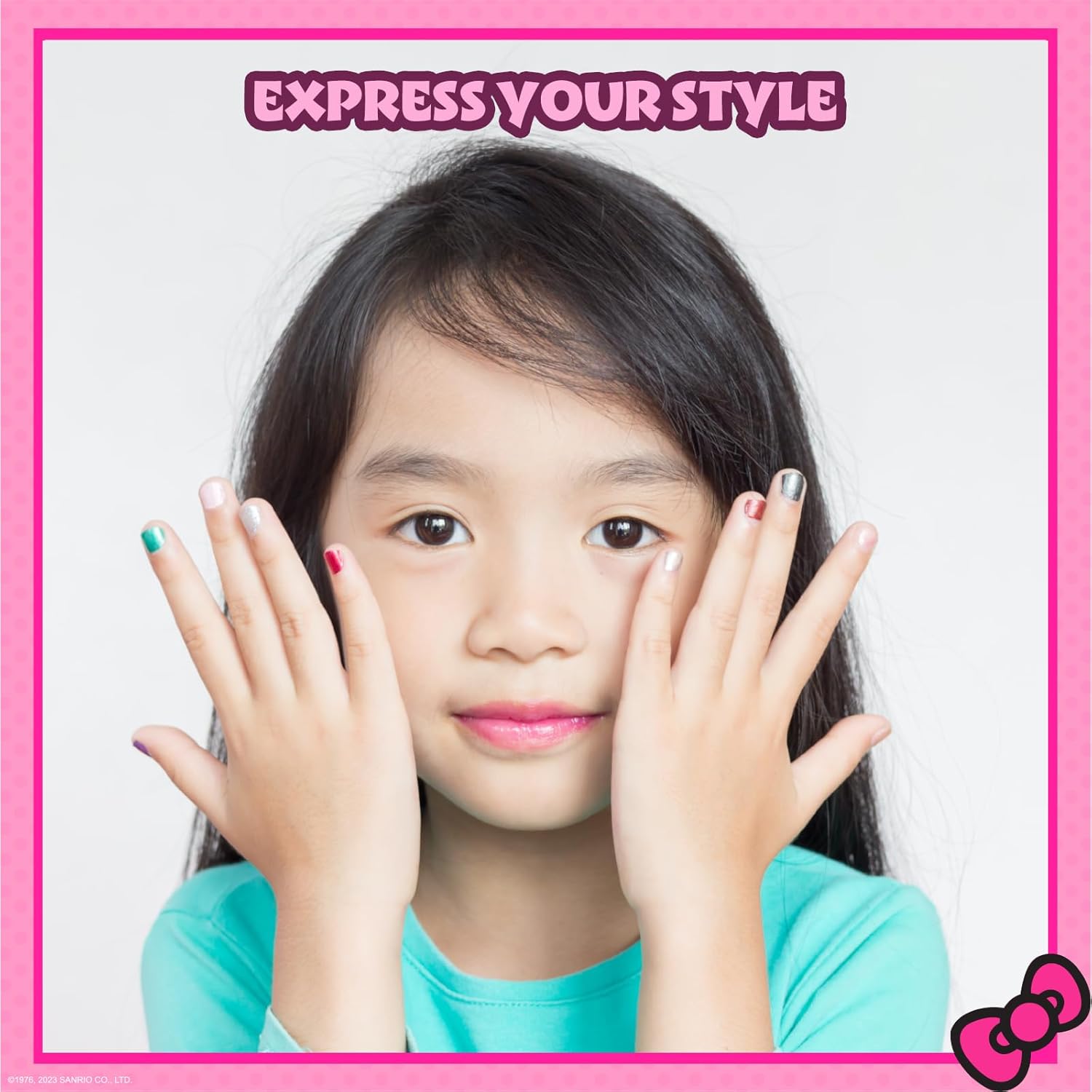 Hello Kitty Kids Peel-Off Water-Based Nail Polish Set, Glittery Opaque Colors with Accessories, Ages 3+, New - Image 7
