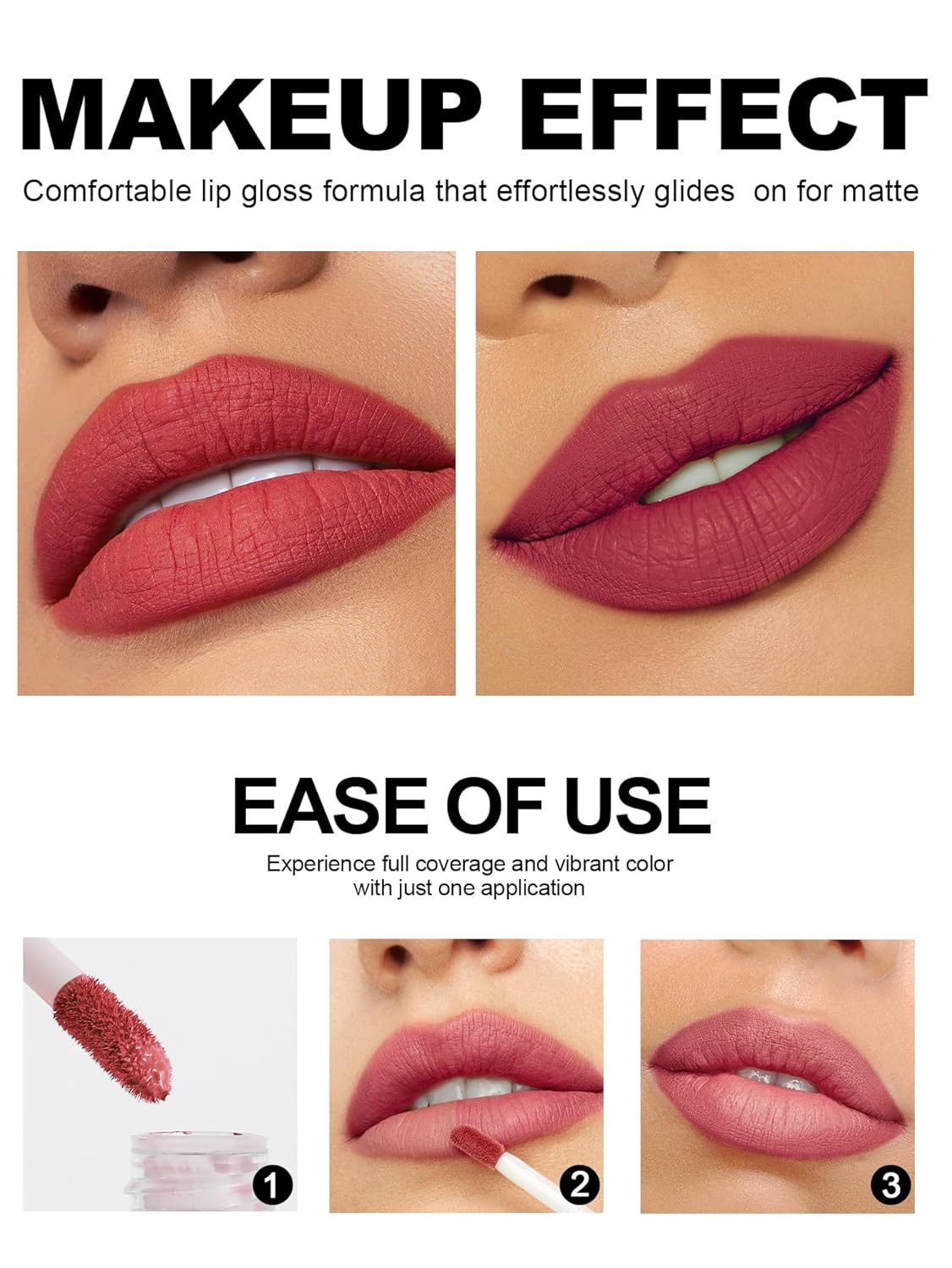 Matte Dark Red Purple Liquid Lipstick Set 6 Colors Waterproof Long Lasting New - Image 6