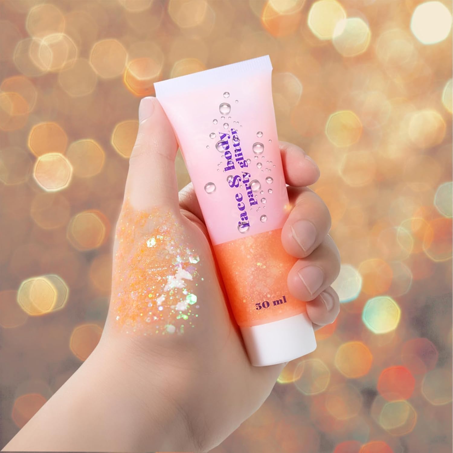 DAGEDA 1.7oz Shimmer Coral Body Glitter Gel for Face, Hair, Nails - Image 6