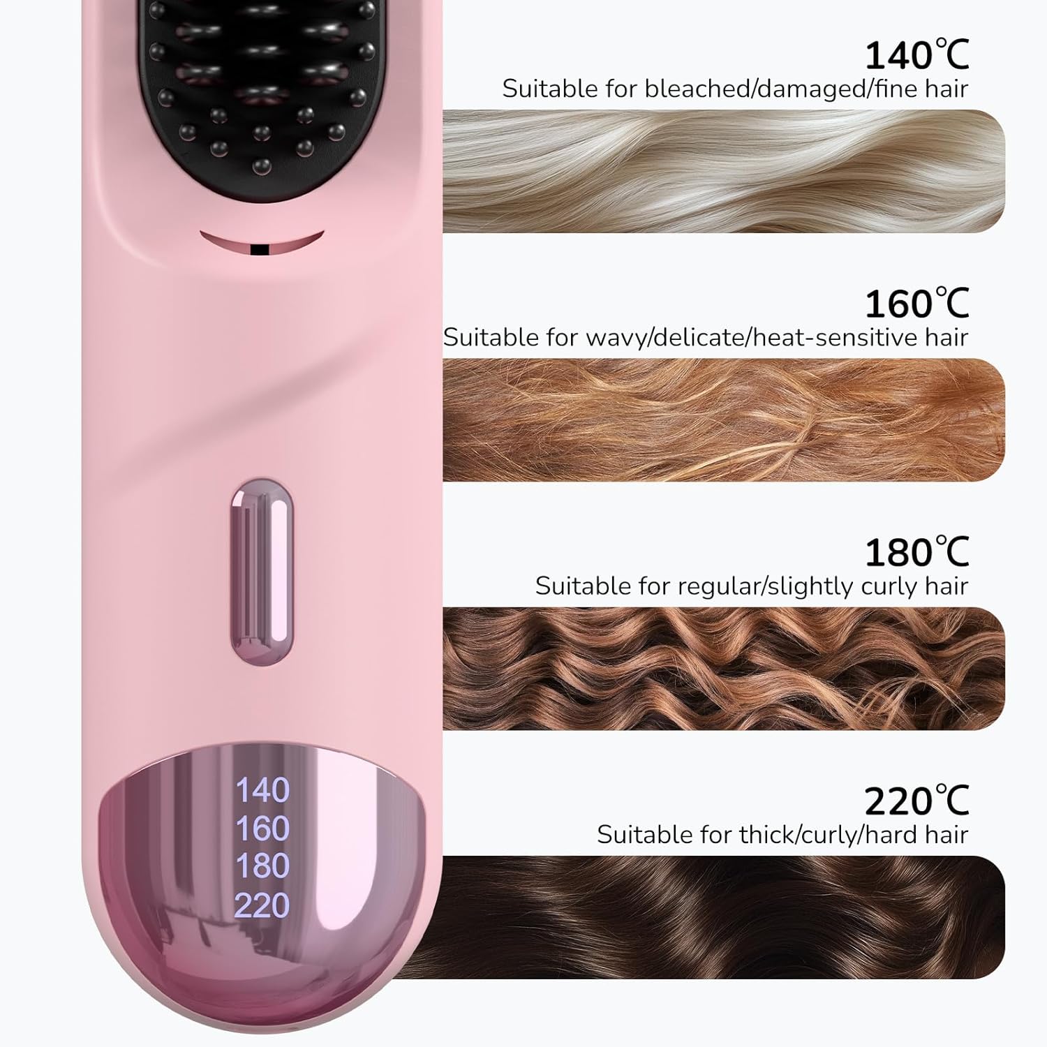 2025 Upgraded Cordless Hair Straightener Brush 4 Heat Settings Ionic Technology - Image 4