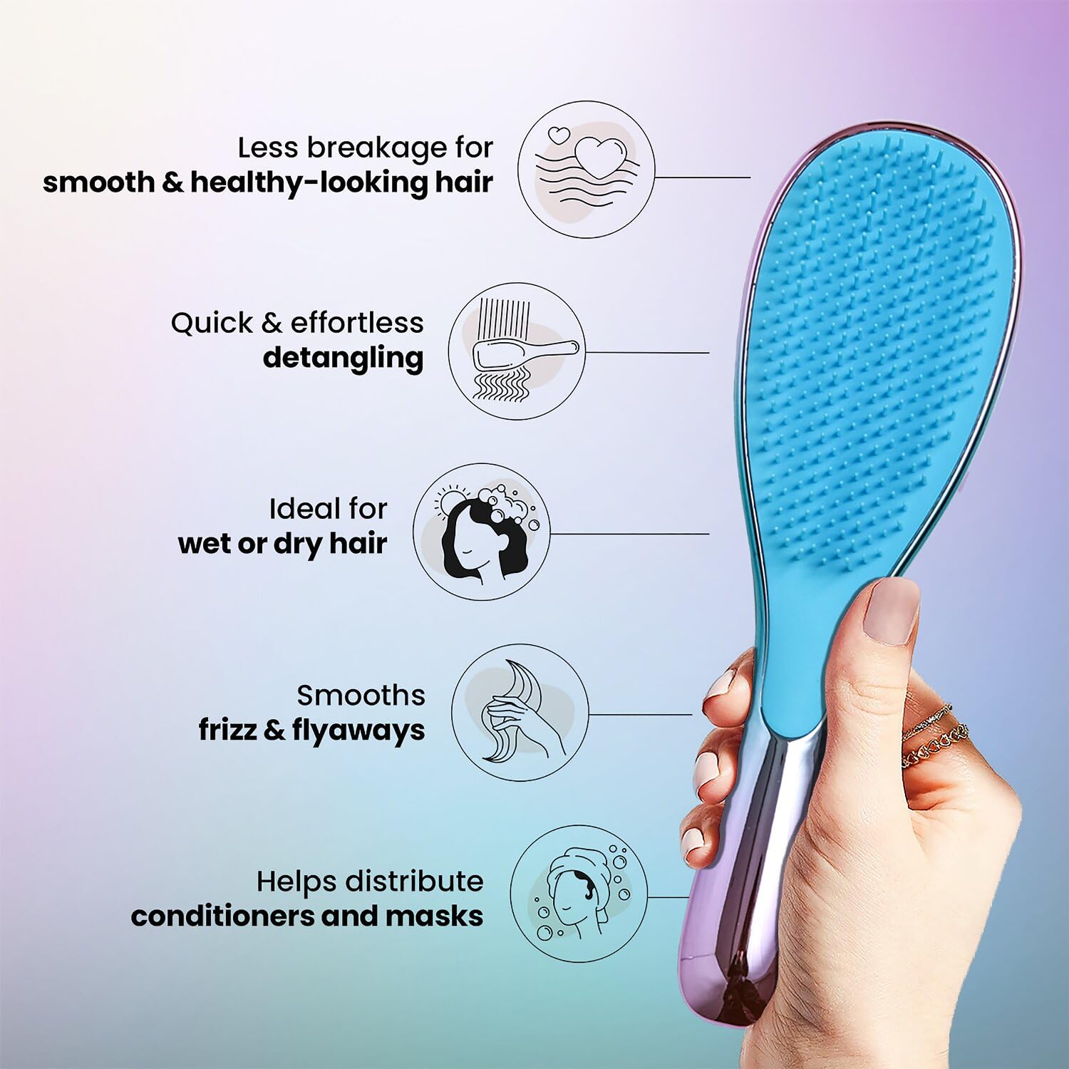 Ultimate Detangler Brush for Thick Curly Straight Hair - Pain-Free Detangling for Women Kids Toddlers - Flexible Bristles - Medium Size - Image 5