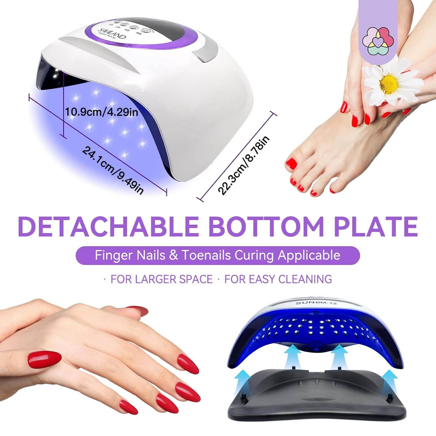 Saviland 300W UV LED Nail Lamp with Motion Sensor and 4 Timers, 1 Unit - Image 5