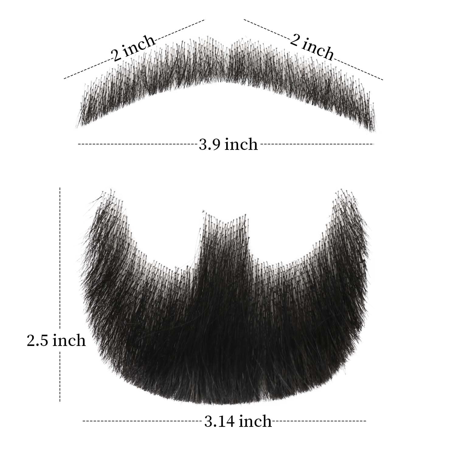 Gx Beauty Realistic 100% Human Hair Black Goatee Beard for Men Lace Invisible Design - Image 2