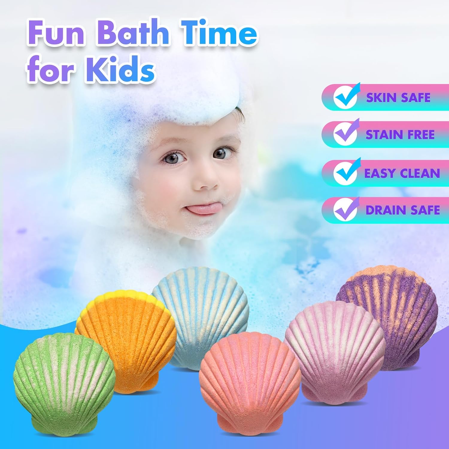 Mermaid Bath Bombs for Kids, 9 Pc Natural Handmade Toy Surprise Set - Image 6