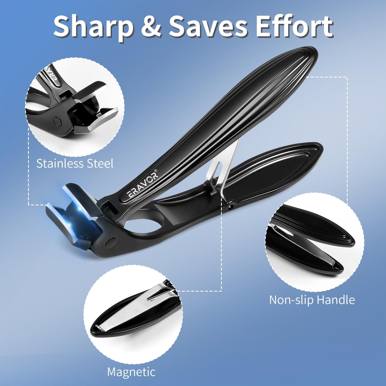 Extra Wide Jaw Angled Head Nail Clippers for Men and Women with Built-in Nail Catcher - Image 2