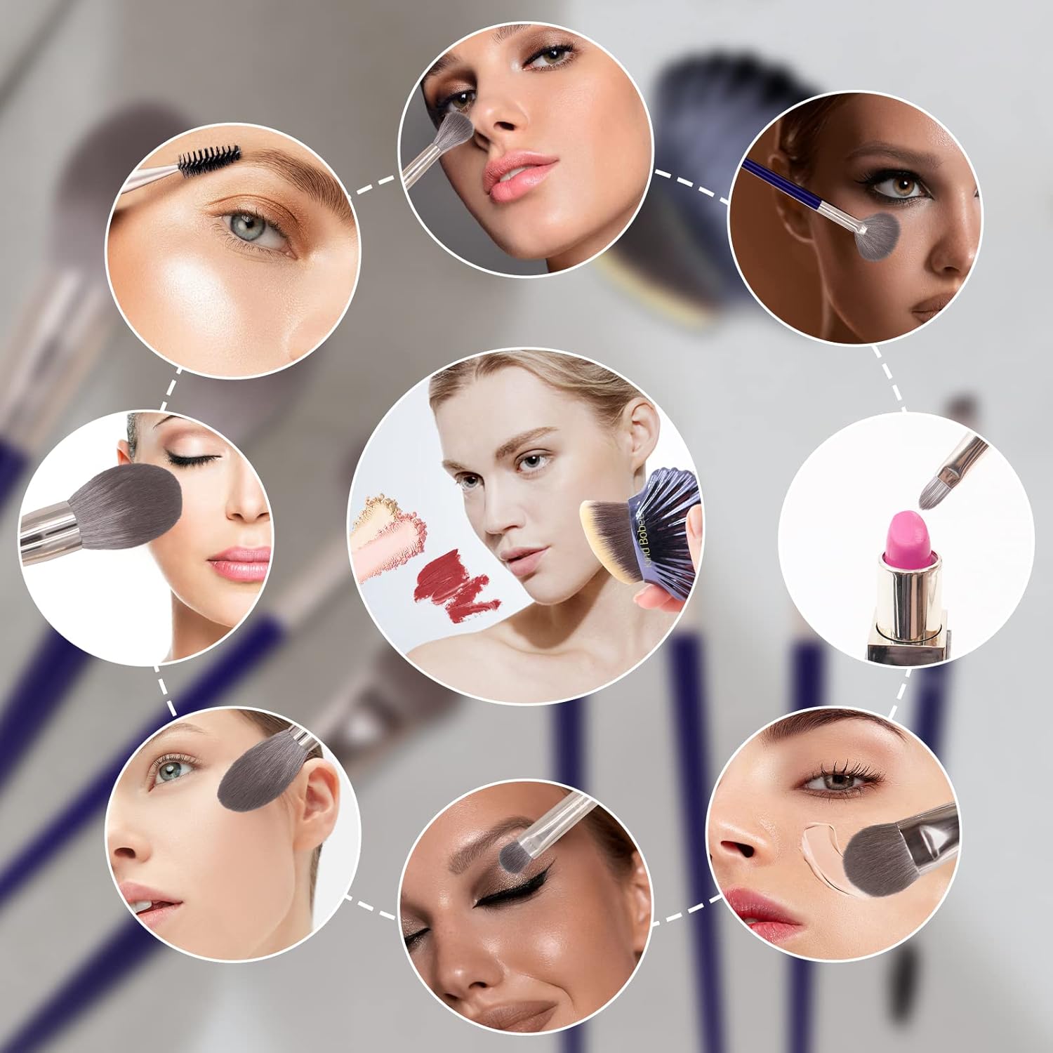 MODUSKYE 9-in-1 Makeup Brush Kit with Ultra Soft Foundation and Eyeshadow Brushes - Set - Image 5