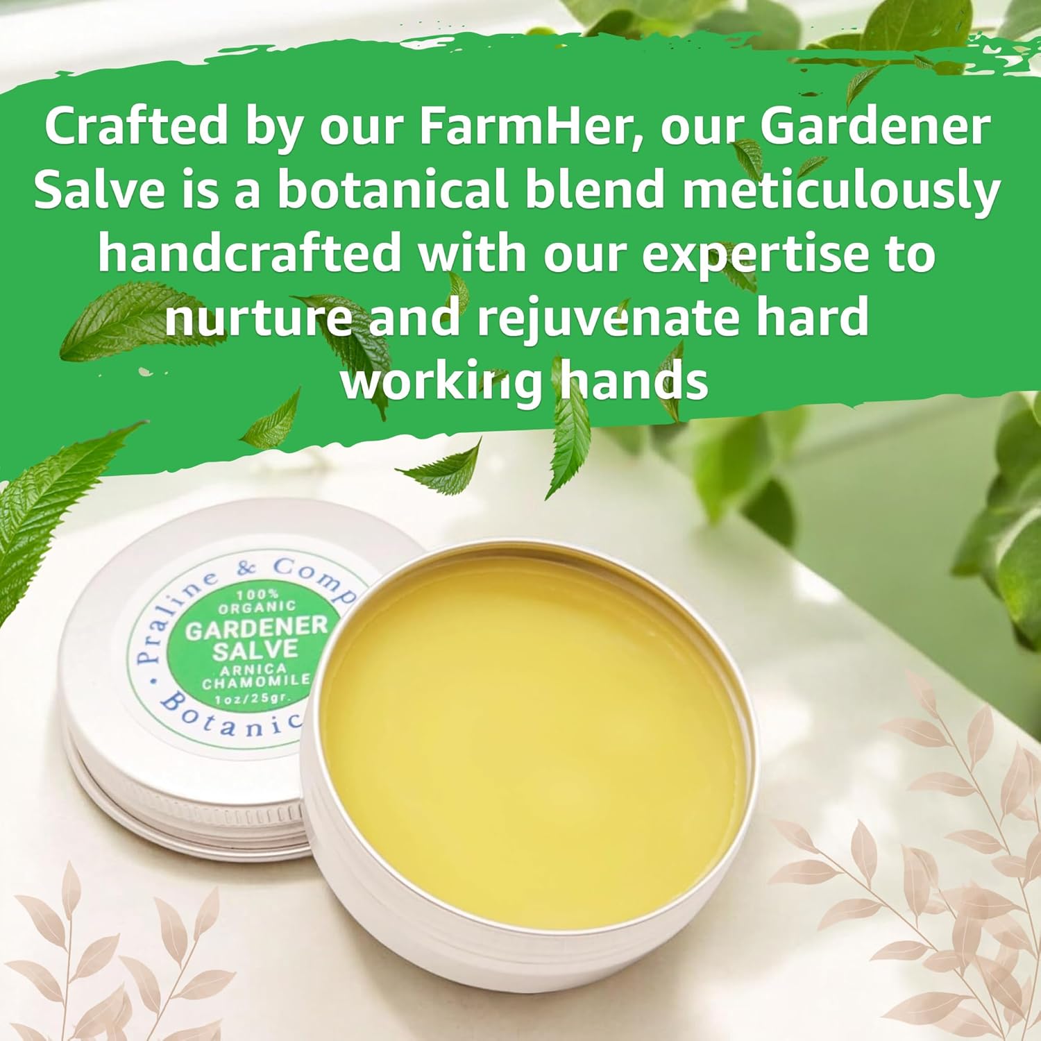 Organic Gardener's Hand Balm 1oz - Hydrating Salve for Dry Cracked Hands with Arnica Chamomile - Image 2
