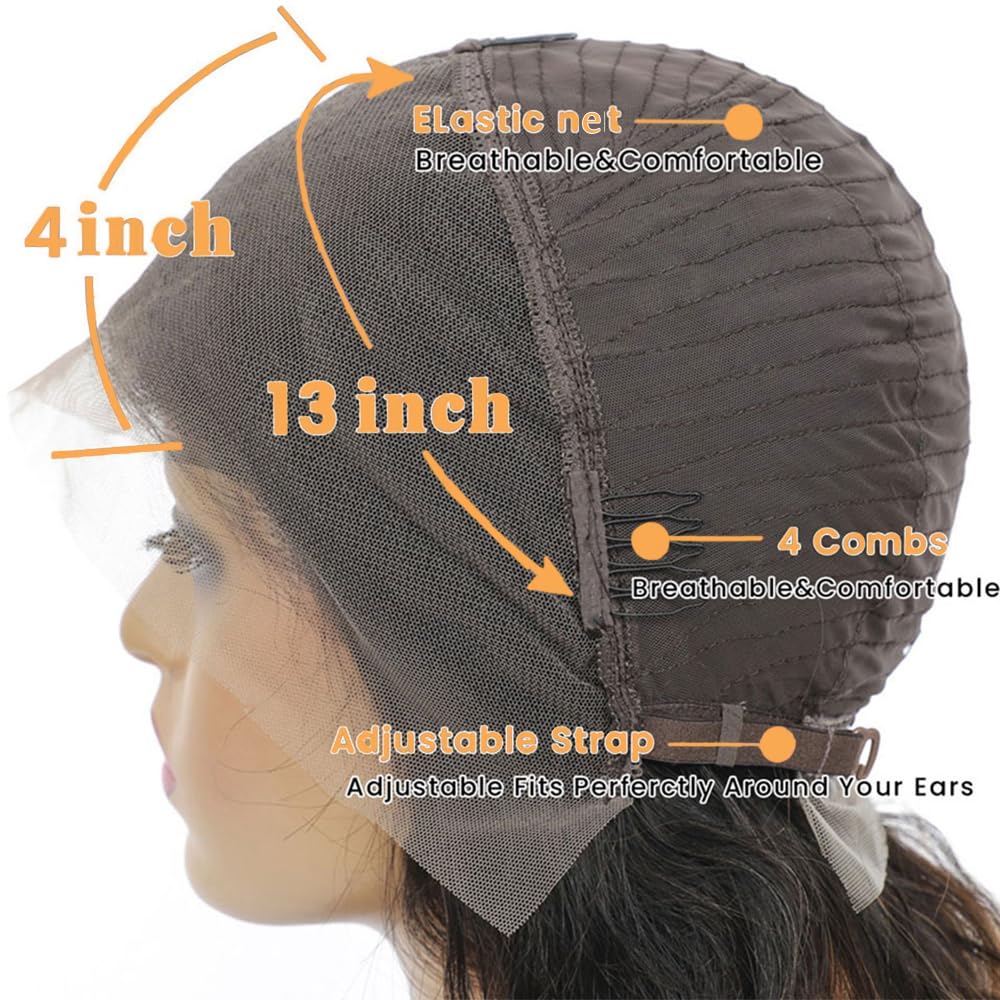 14 Inch Deep Wave Bob Wig Human Hair 13x4 Lace Front 200% Density Pre Plucked Wet Wavy - Image 8