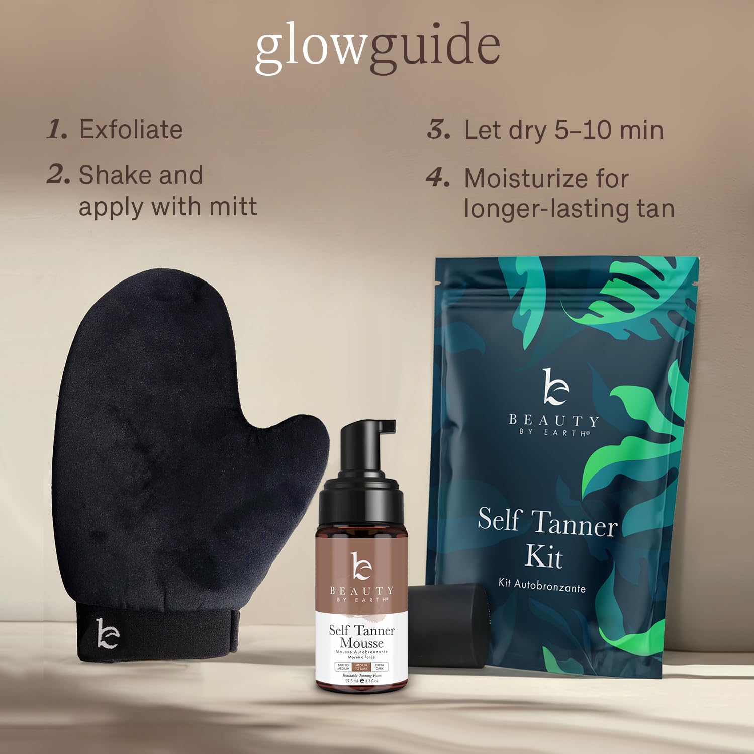 Self Tanner Mousse Kit with Mitt - Natural & Organic Ingredients, Medium to Dark, 8 oz - Image 8