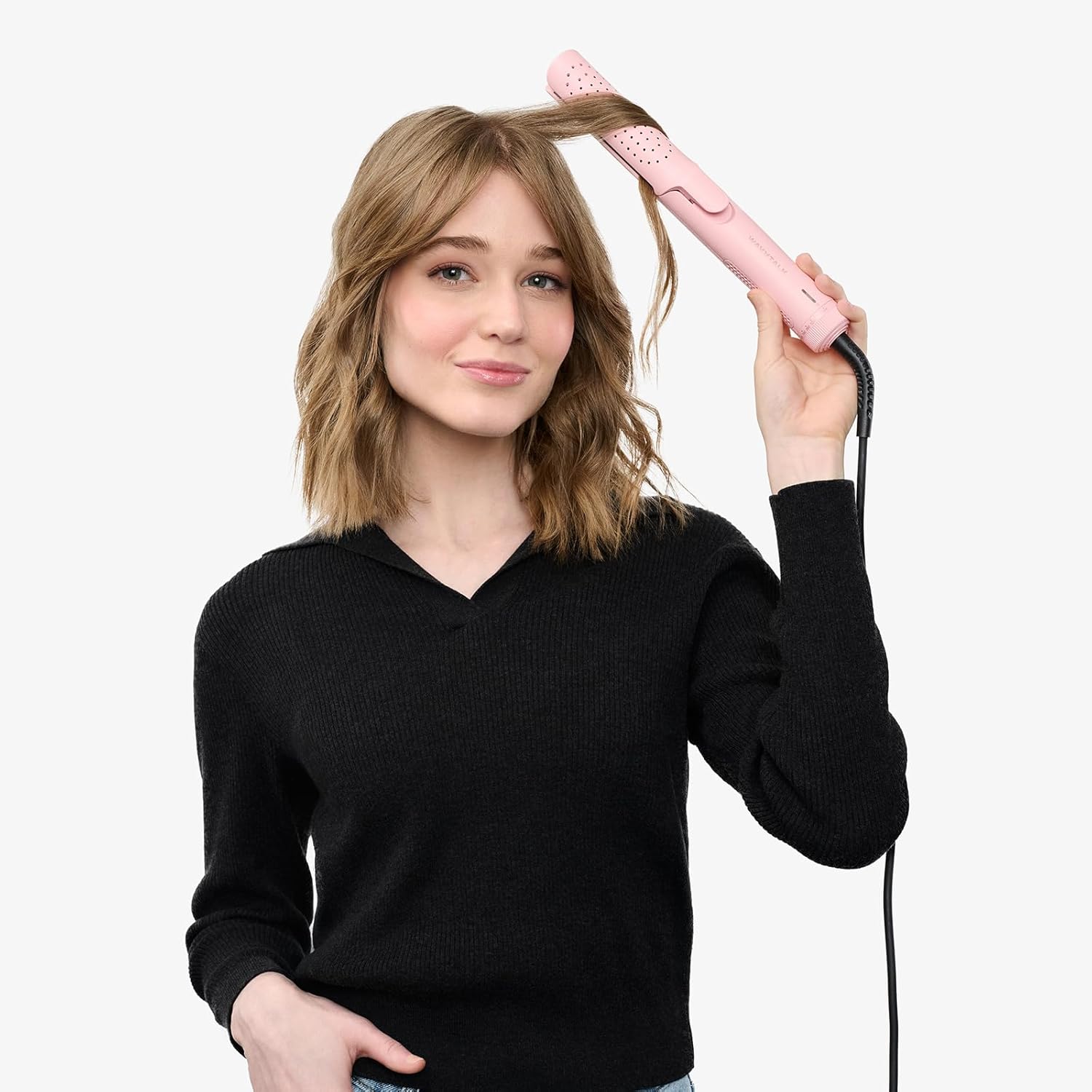 Wavytalk 2-in-1 Airflow Styler Curling Iron and Straightener, 1 Inch Barrel, Pink - Image 7