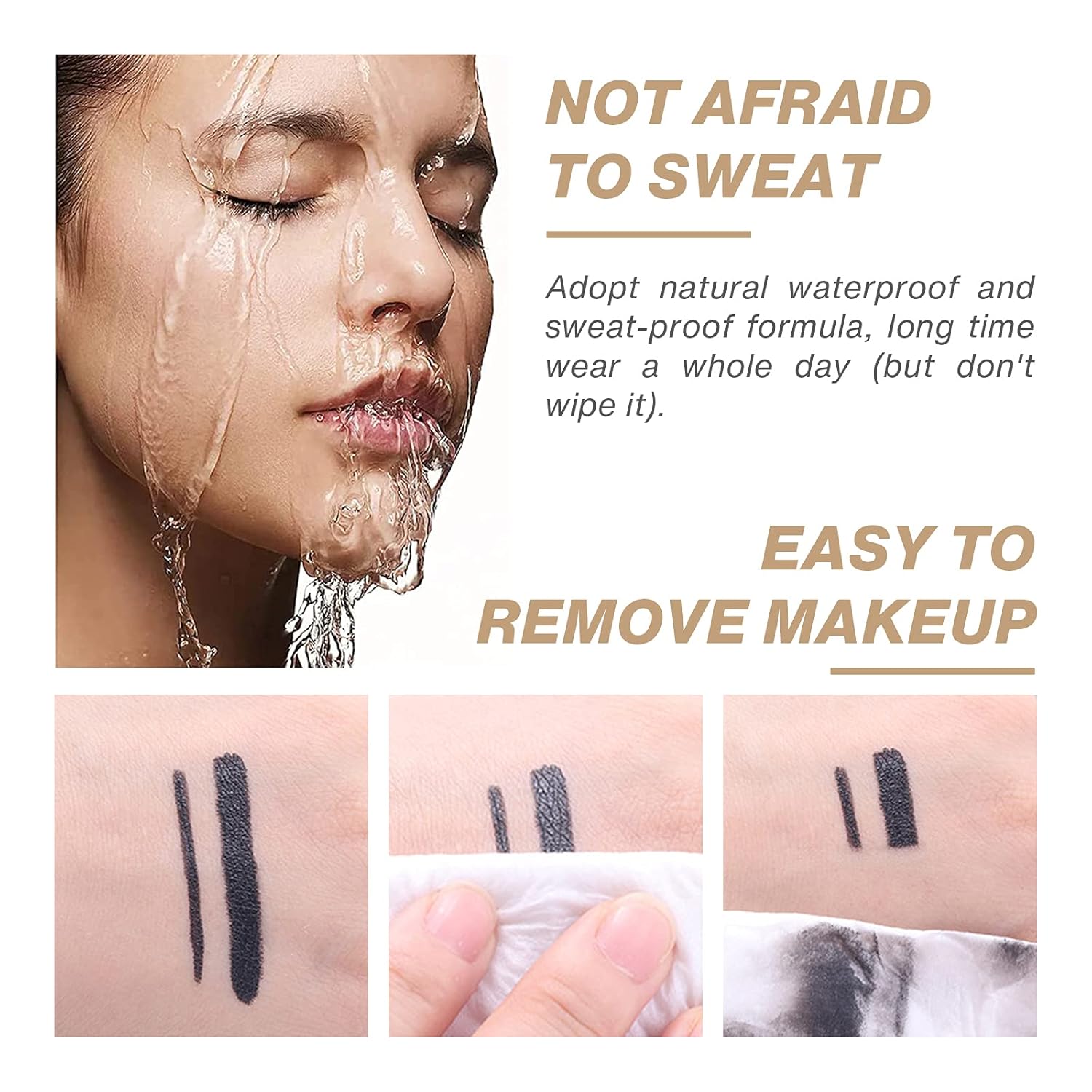 2-Piece Waterproof Matte Black Gel Cream Eyeliner Set for Women Smudge Proof Makeup - Image 8