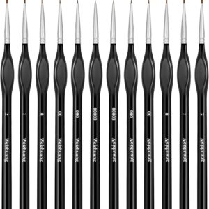 simarro 12Pcs Micro Paint Brushes, Detail Miniature Paint Brush Extra Fine Brush Set for Small Scale Models Art Stroke Watercolor Oil Face Acrylic Nail Line Drawing by Numbers Kit