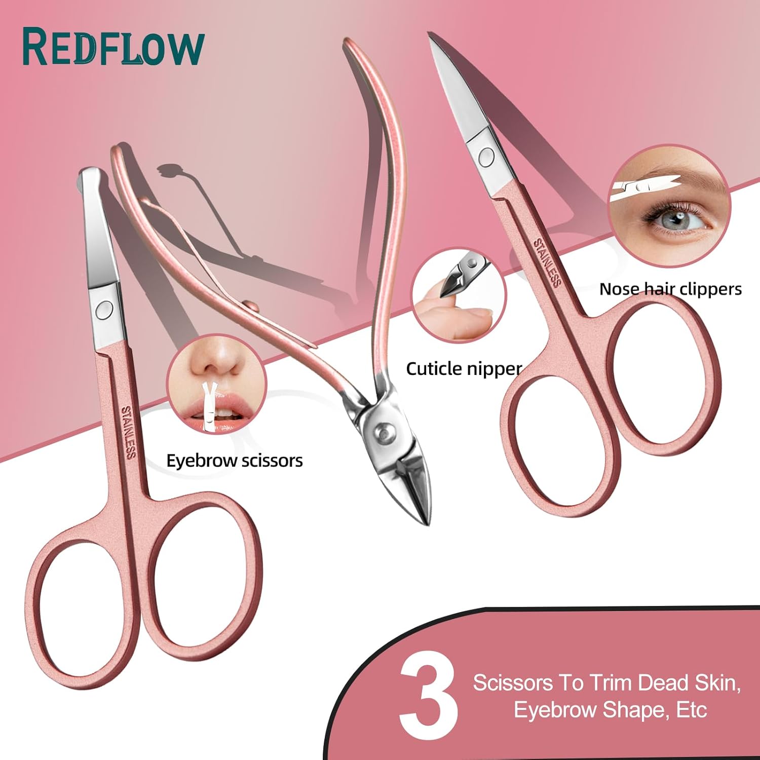 REDFLOW 30-in-1 Stainless Steel Manicure Set, Travel-Friendly Nail Care Tools - Image 5