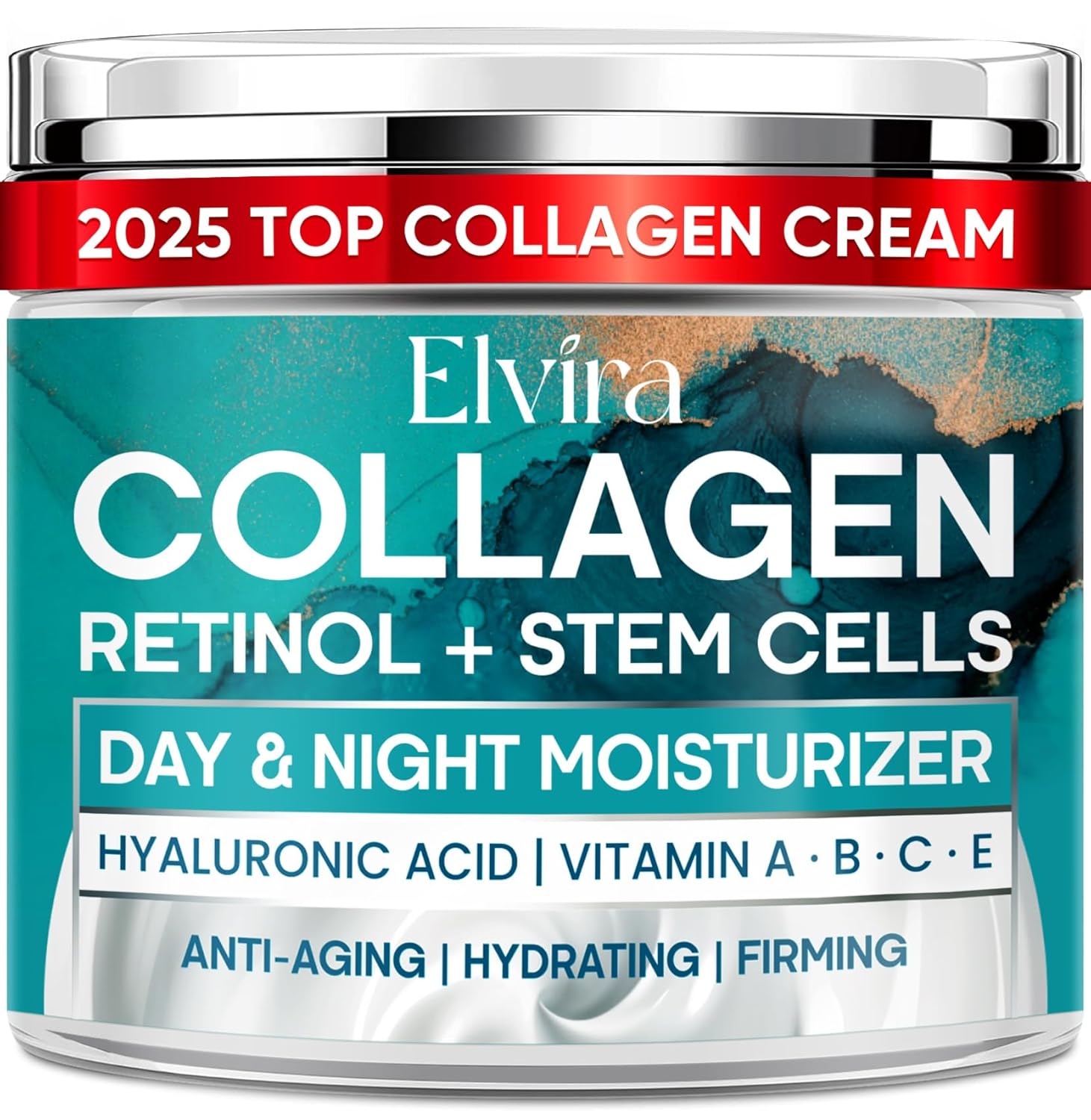 Elvira Face Moisturizer with Collagen, Retinol, Stem Cell & Hyaluronic Acid- Instant Face Lift Cream Anti Aging Face Cream for Women & Men, Wrinkle Cream for Skin Tightening and Firming, 1.85 Fl Oz