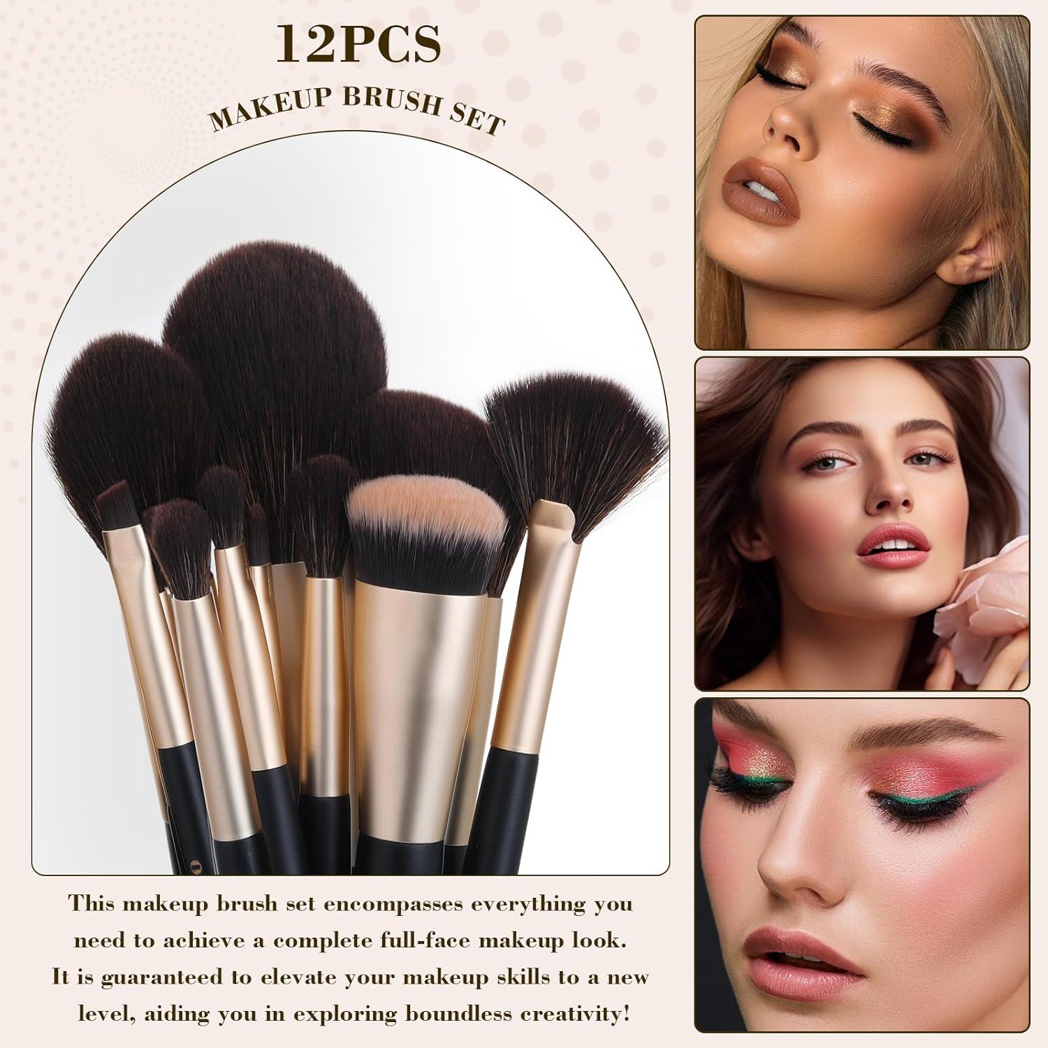 12-Piece Premium Synthetic Makeup Brush Set with Cleaner Box for Travel and Home Use - Image 5