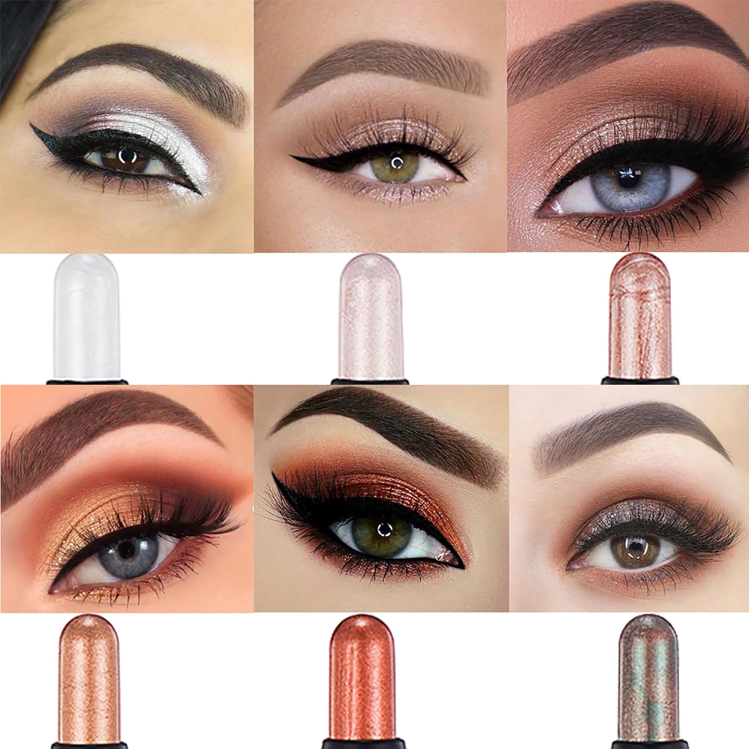Chocolate Brown Dual Ended Eyeshadow Stick 12 Color Matte Shimmer Waterproof Creamy Formula - Image 4