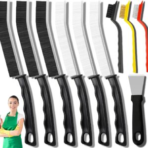 10Pcs Crevice Cleaning Brush Set with Scraper, Hard Bristle Cleaning Supplies for Kitchen, Bathroom, Corner, Sink, Cup, Teapot, Bottle