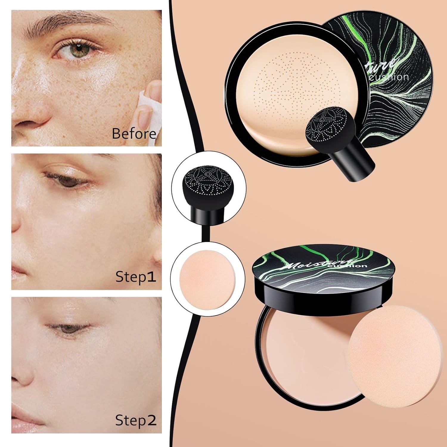 Mushroom Head Air Cushion CC Cream and Setting Powder Makeup Set for All Skin Types - Image 3